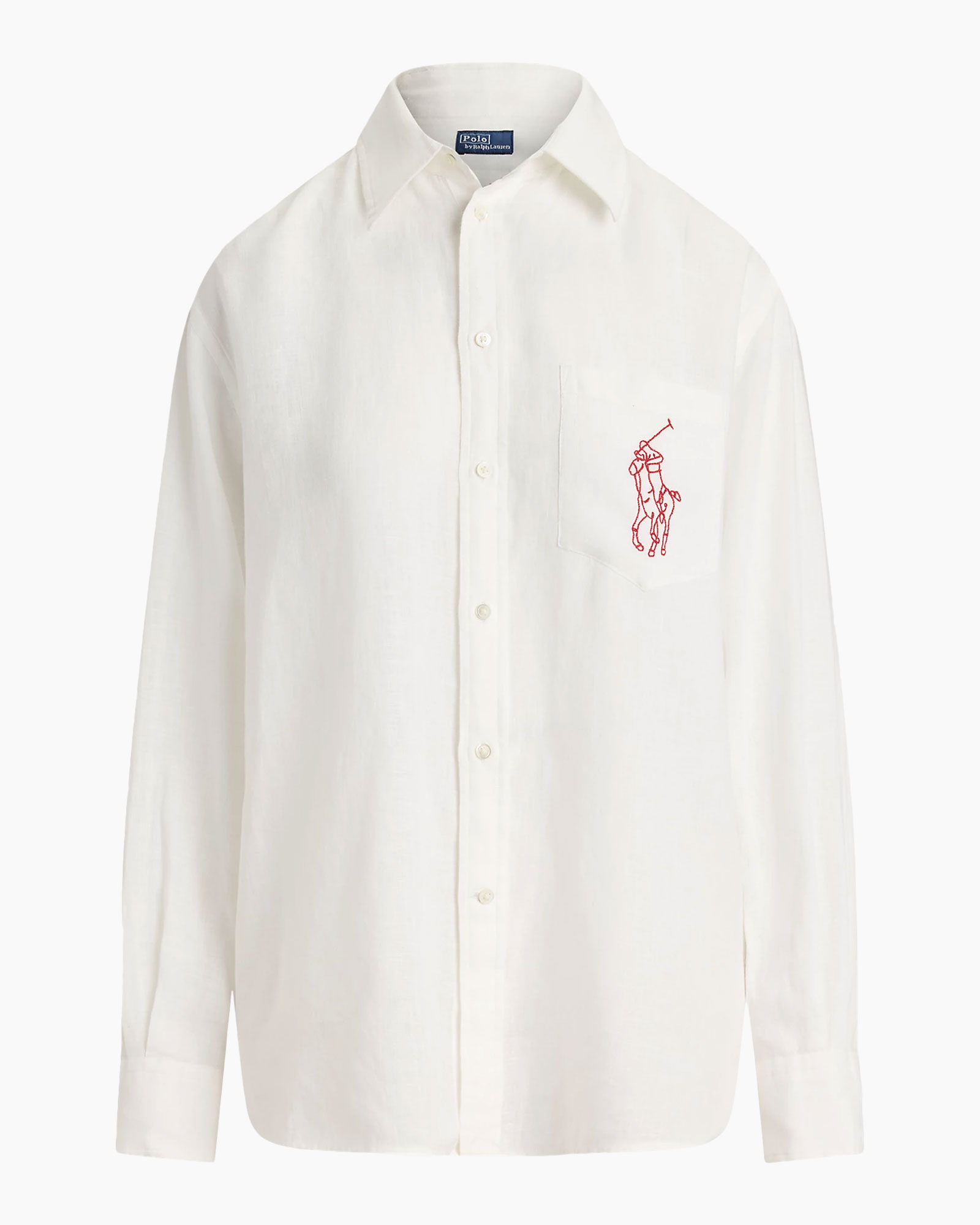 shirt, long sleeve, button-down, polo pocket, white