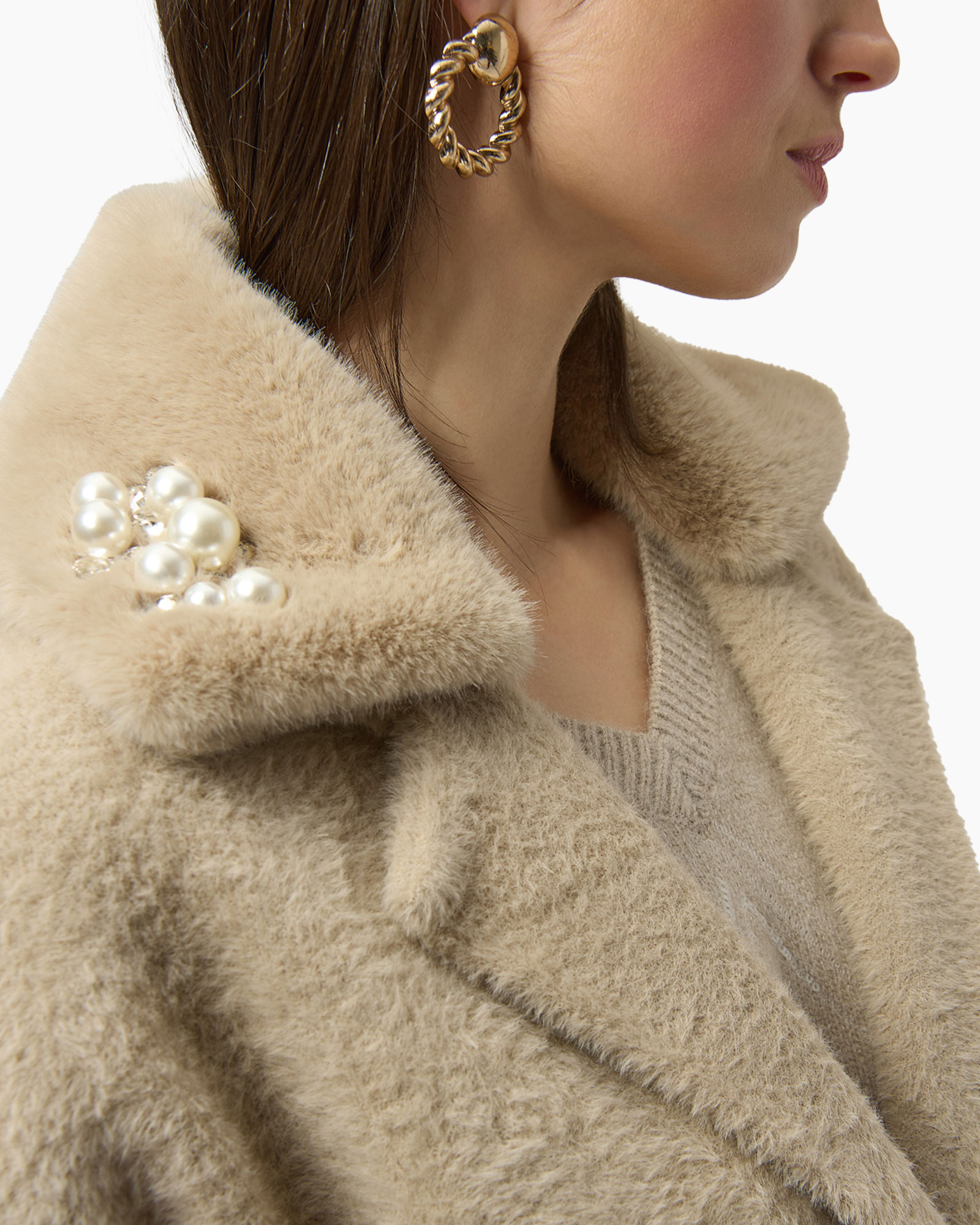 Wollen Jas Fluffy Beige