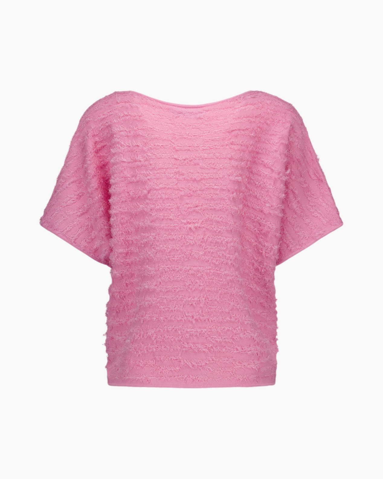 roze, t-shirt, getextureerd, korte mouwen, losjesvallend