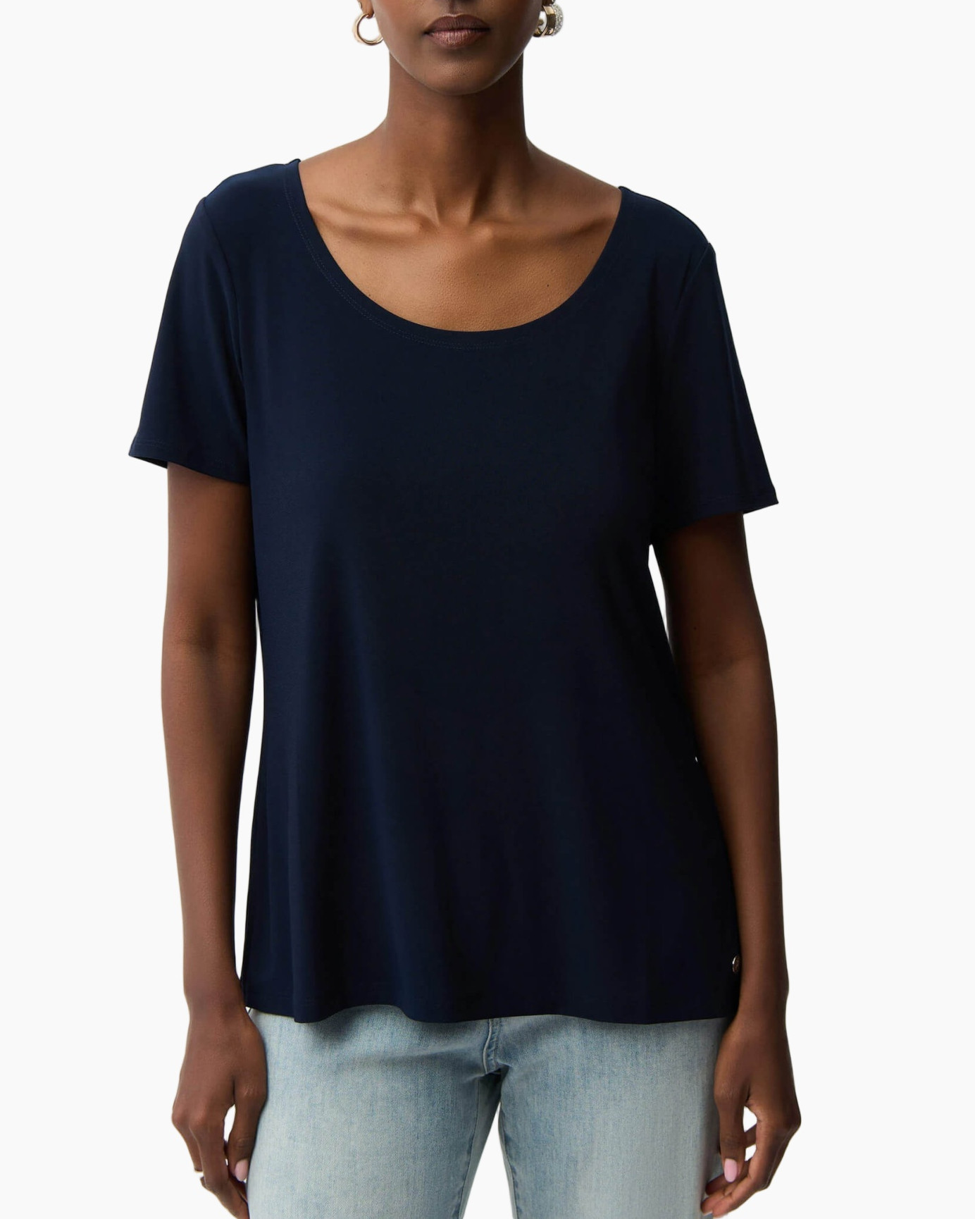 t-shirt, short sleeve, navy, crew neck, cotton blend