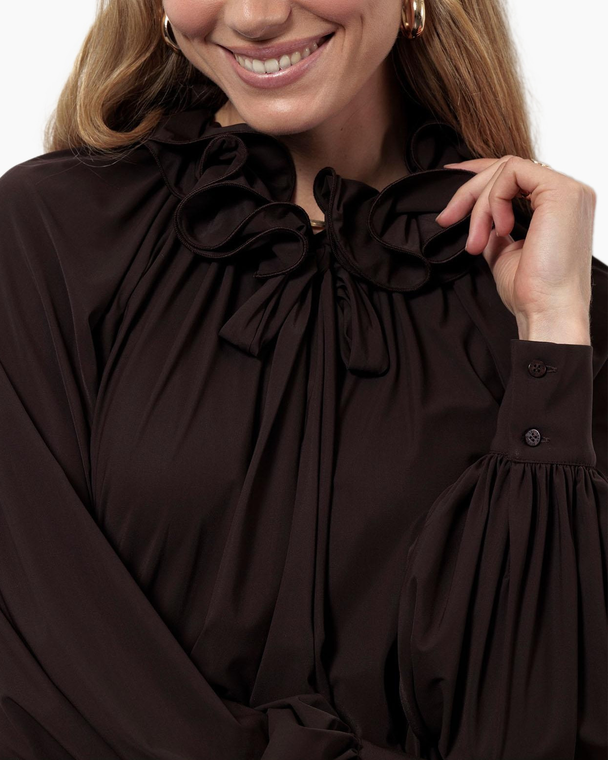 Blouse Palmer Ruffle Blouse Donker Bruin