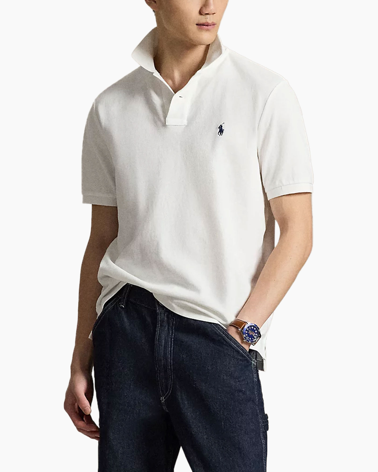 polo shirt, witte polo, korte mouwen, katoen, logo klein