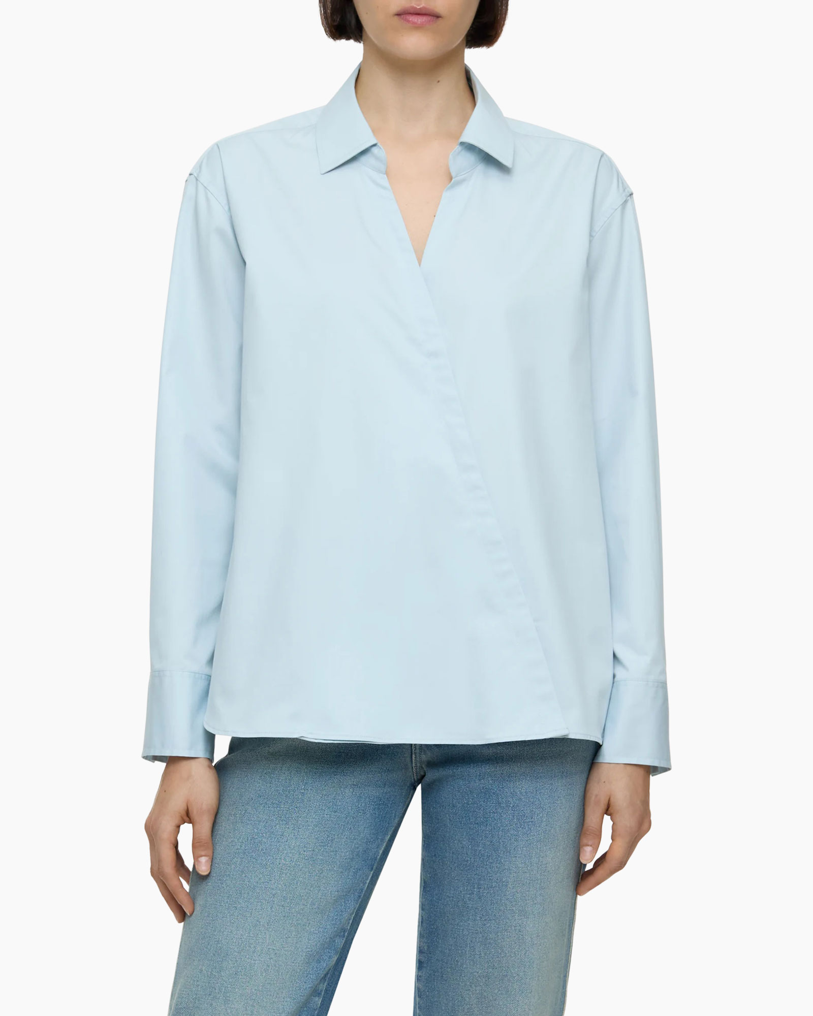 Blouse Asymmetric Licht Blauw