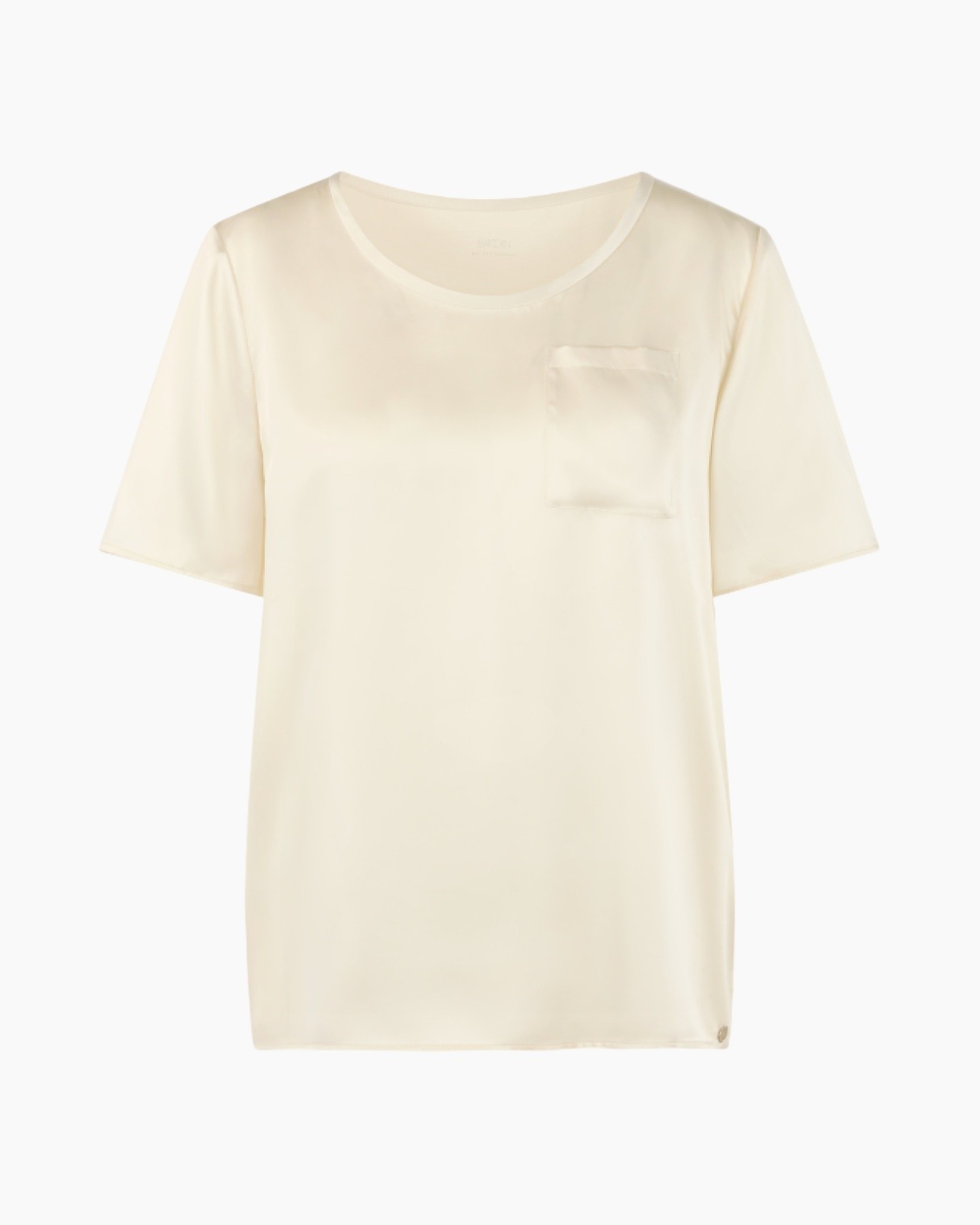 t-shirt, korte mouwen, zakje, crème, effen kleur