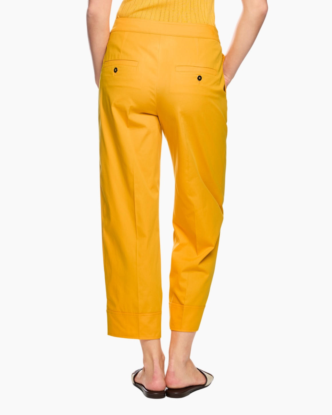 pants, trousers, yellow, cropped, slip-ons