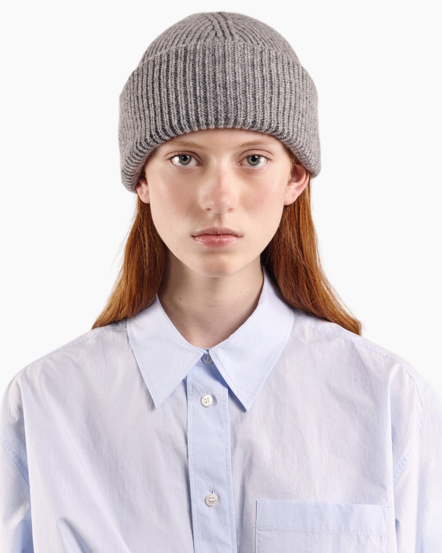 muts, gebreide hoed, grijs, ribbelig, slouchy