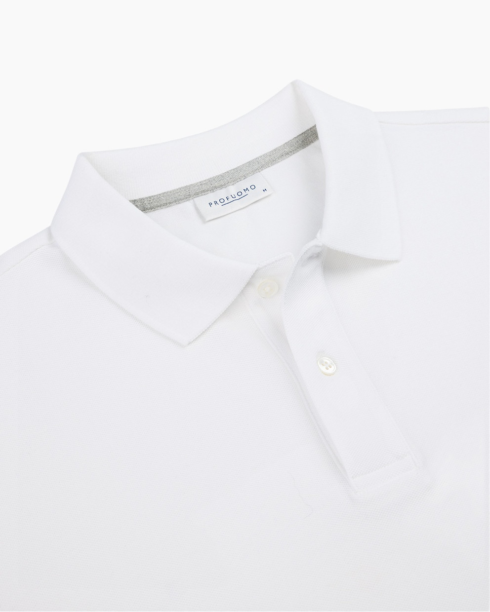 polo shirt, white, short sleeve, collared, placket