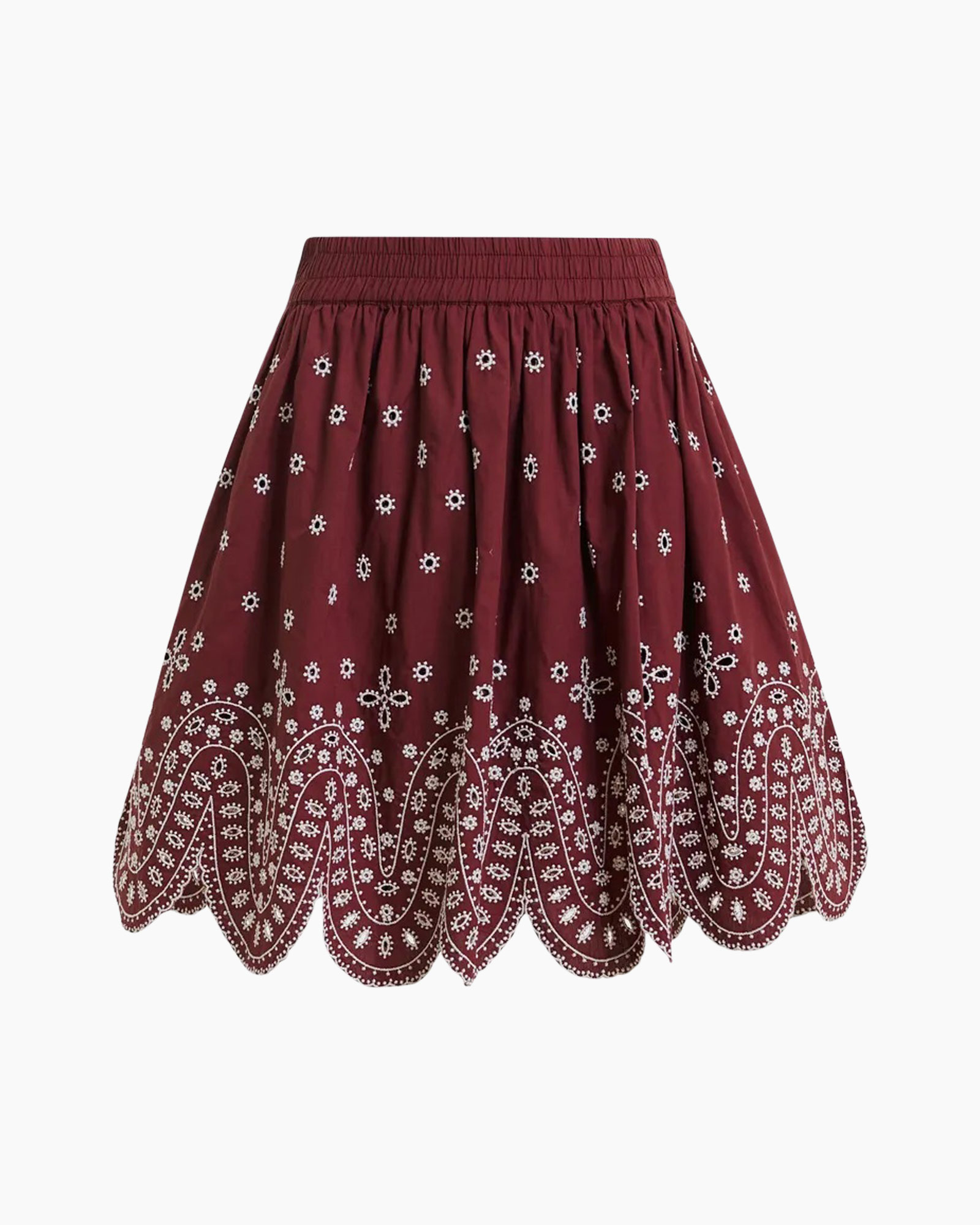 rok, bordo, paisley, borduurover, patroon