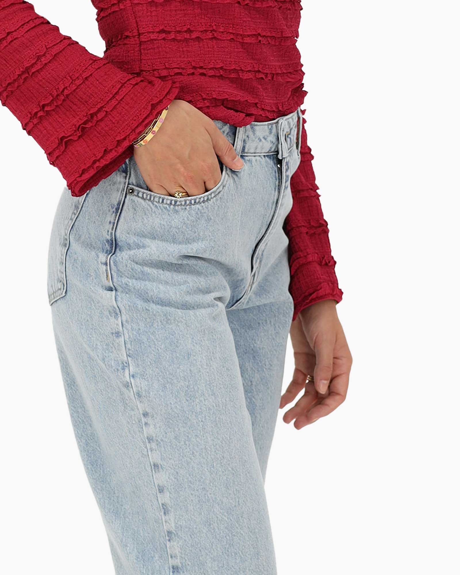Broek Wide Leg Jeans Licht Blauw
