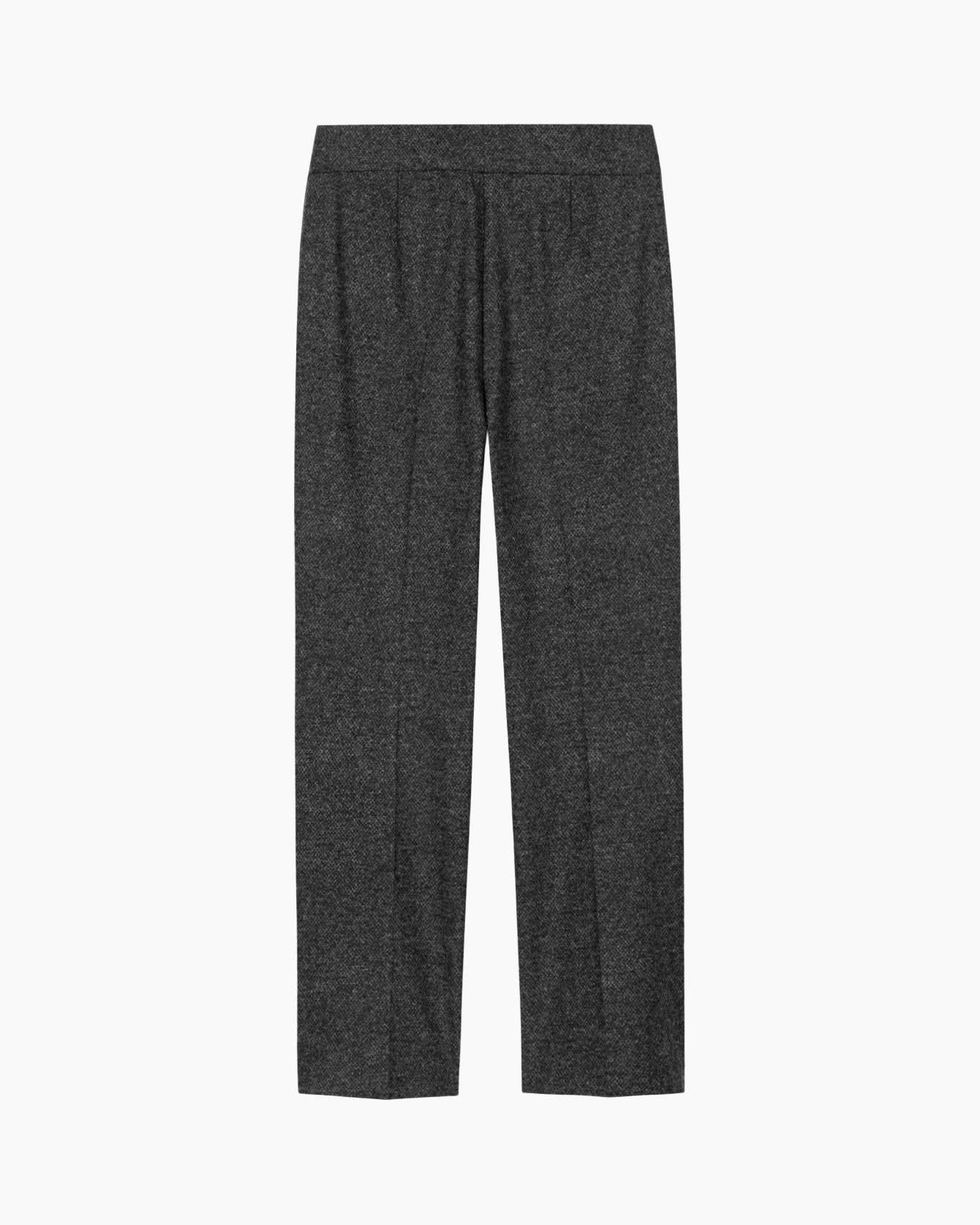 broeken, poezen, donkergrijs, geweven, elastische taille