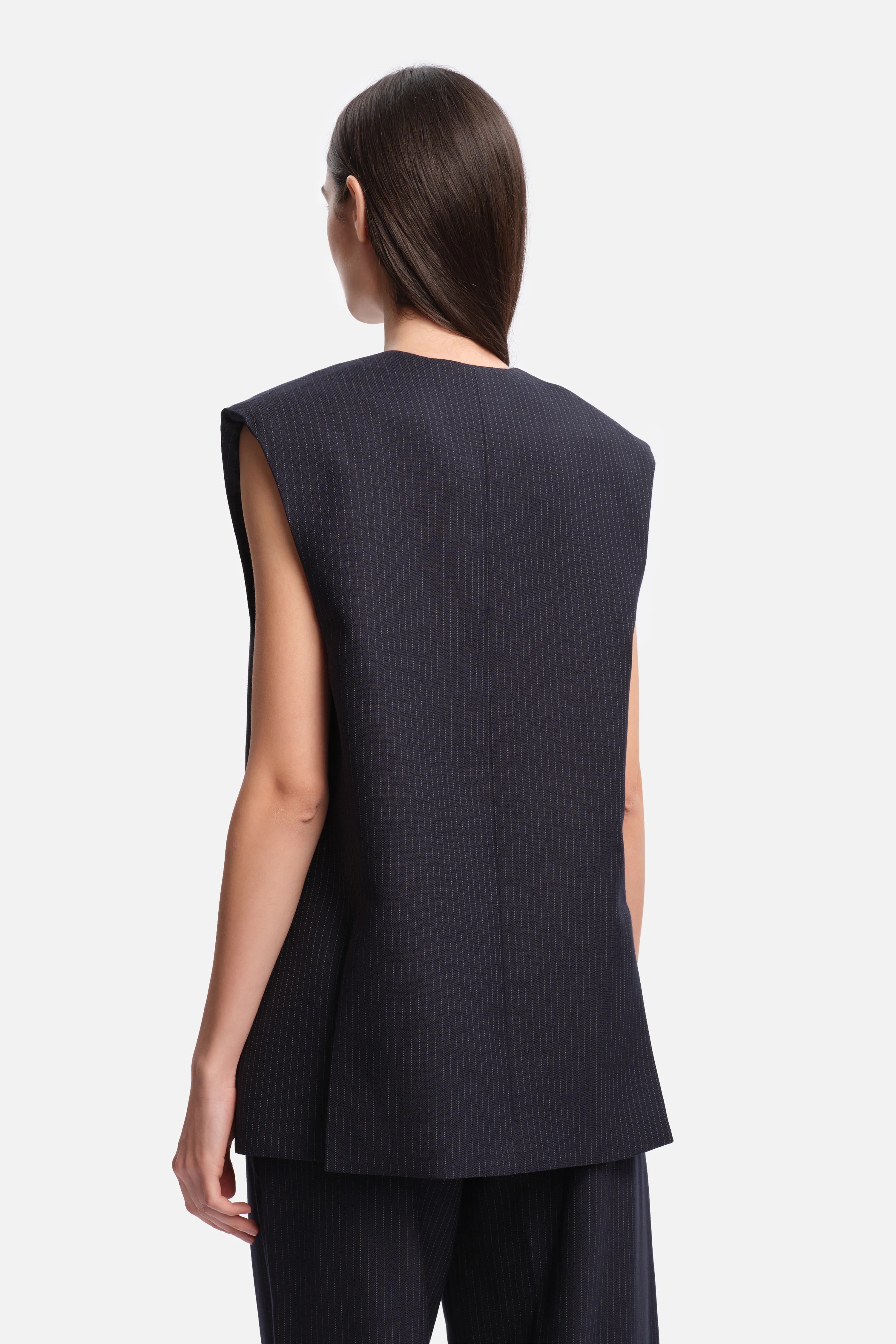 strepen, vest, blazer, zonder mouwen, zakken