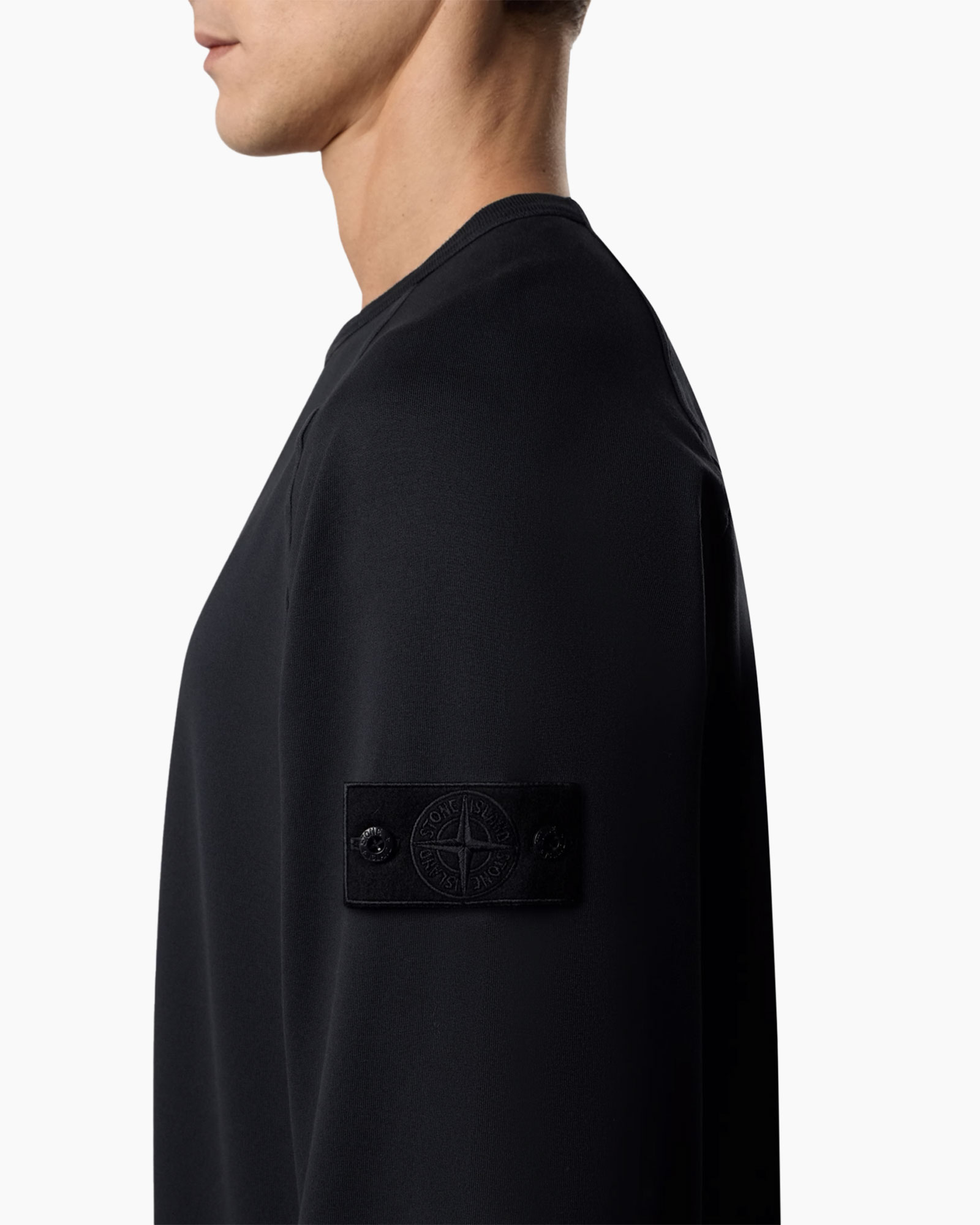 zwart, lange mouw, rond hals, patch, minimal