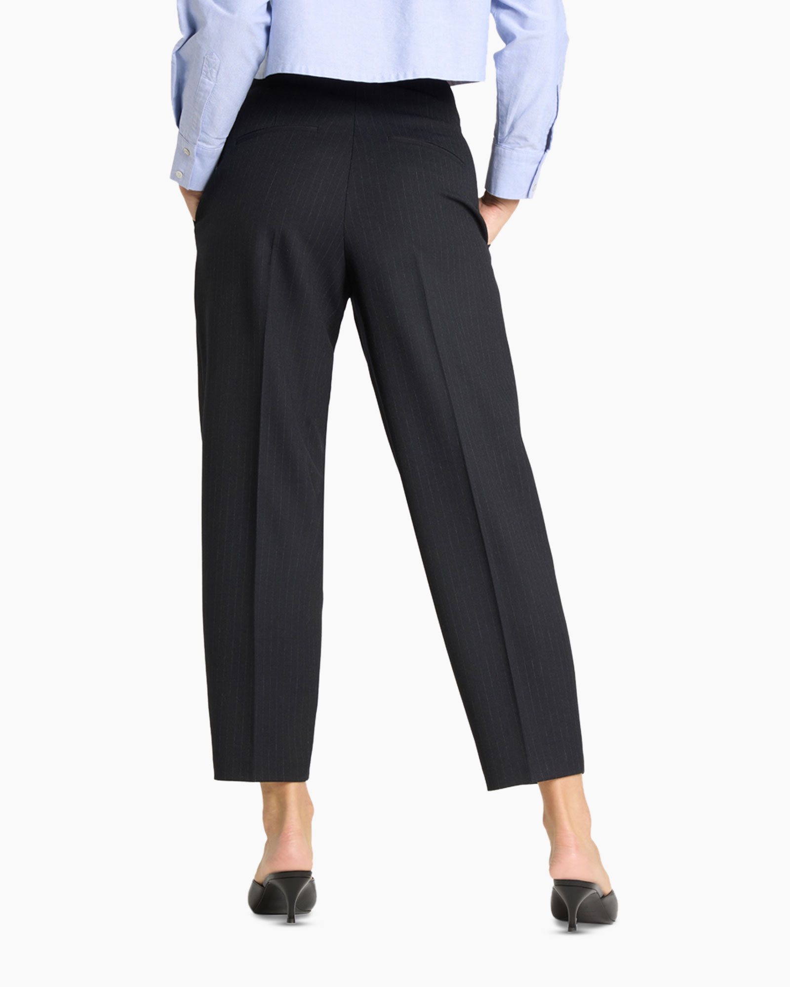 Pantalon Elaine Pleat Gurtelband Donker Blauw