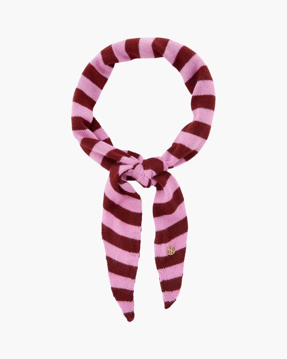 sjaal, gebreide sjaal, gestreept, roze, bordo