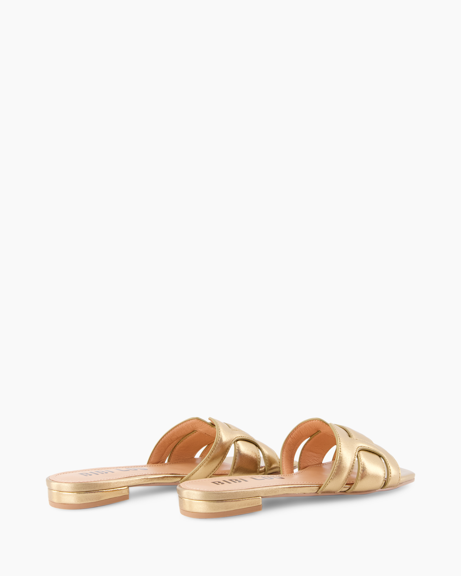 sandalen, goud, sliders, platte zool, open-toe