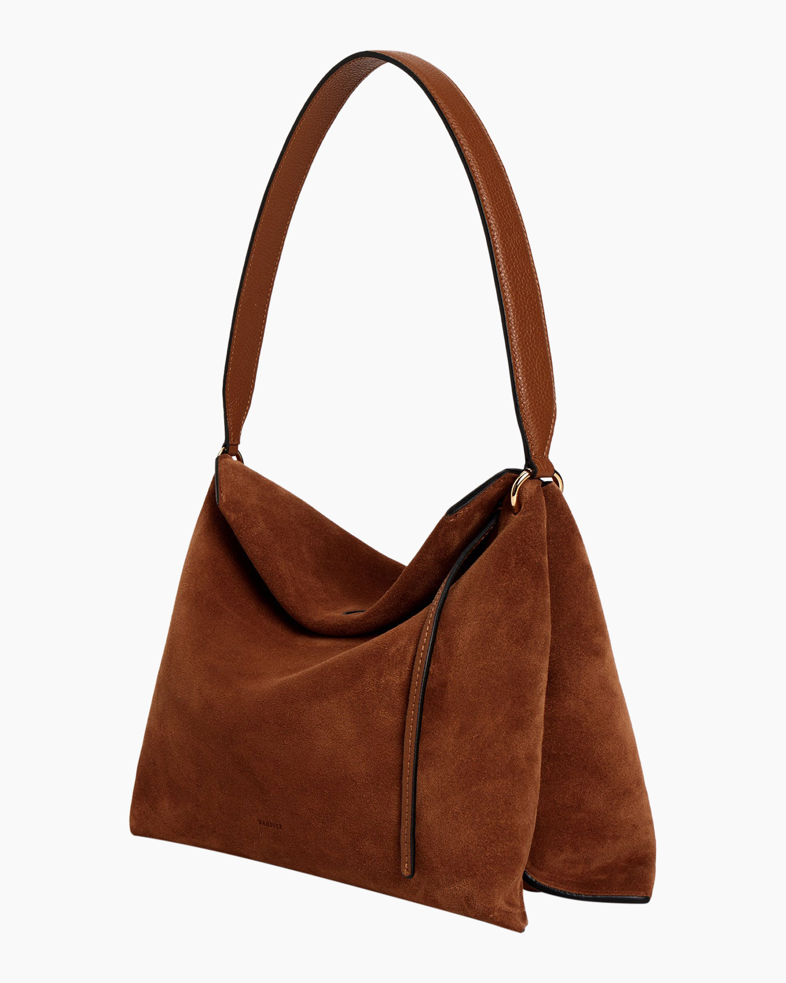 tas, schoudertas, bruin, suede, brede band, tas, handtas, bruine, suede, schoudertas