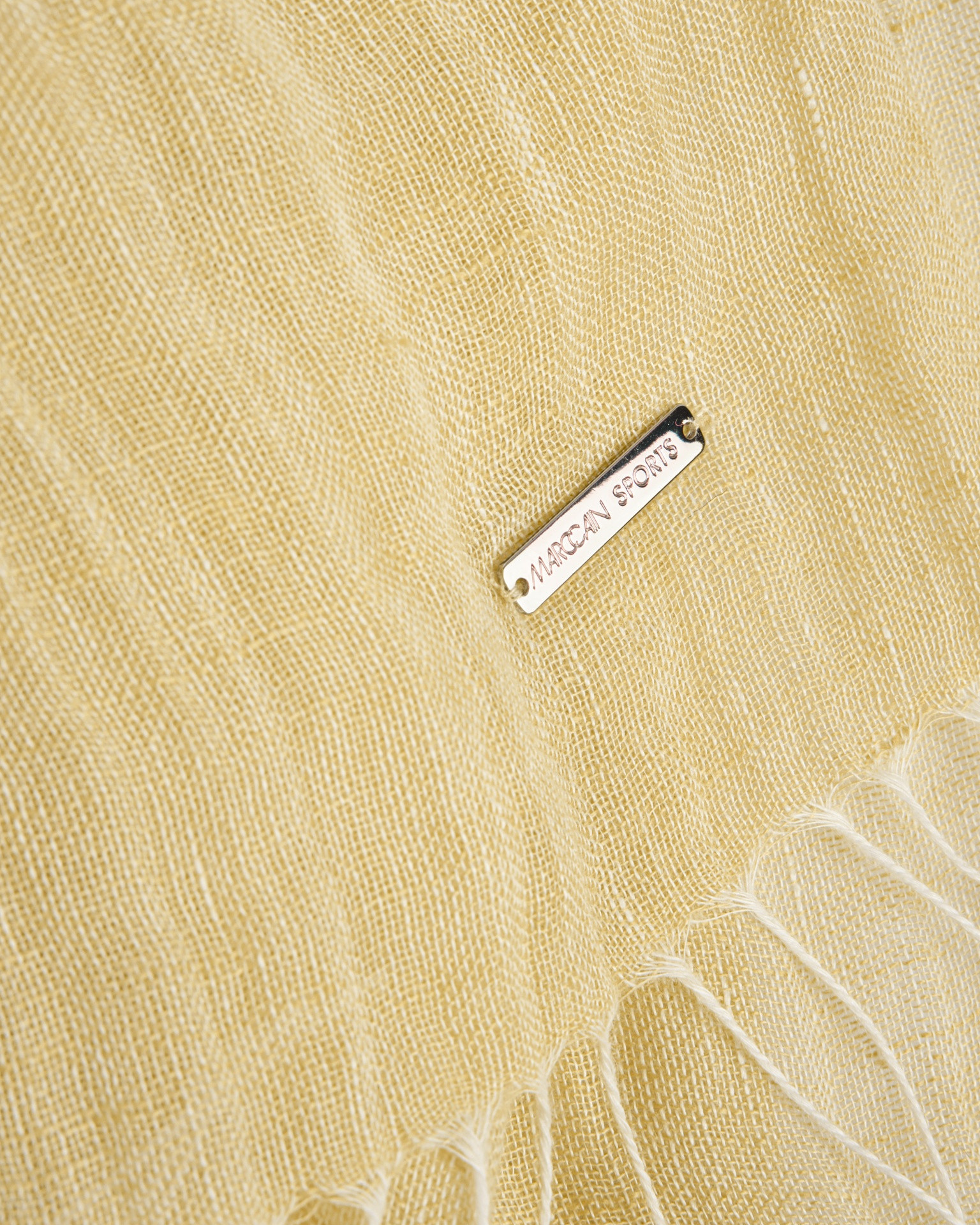 sjaal, omslagdoek, fringes, linnen, geel