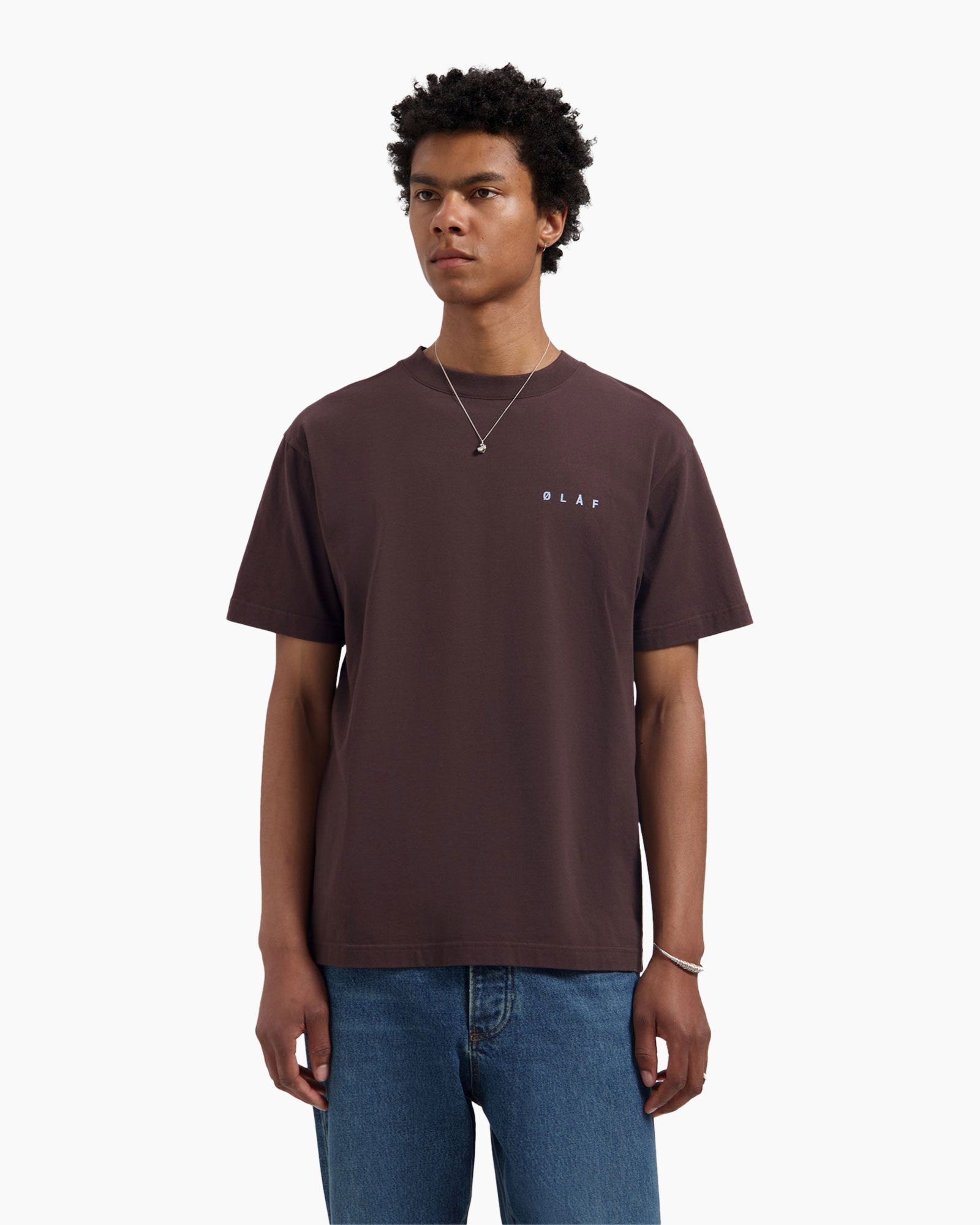 t-shirt, short sleeve, crew neck, effen kleur: bruin, eenvoudige kleur