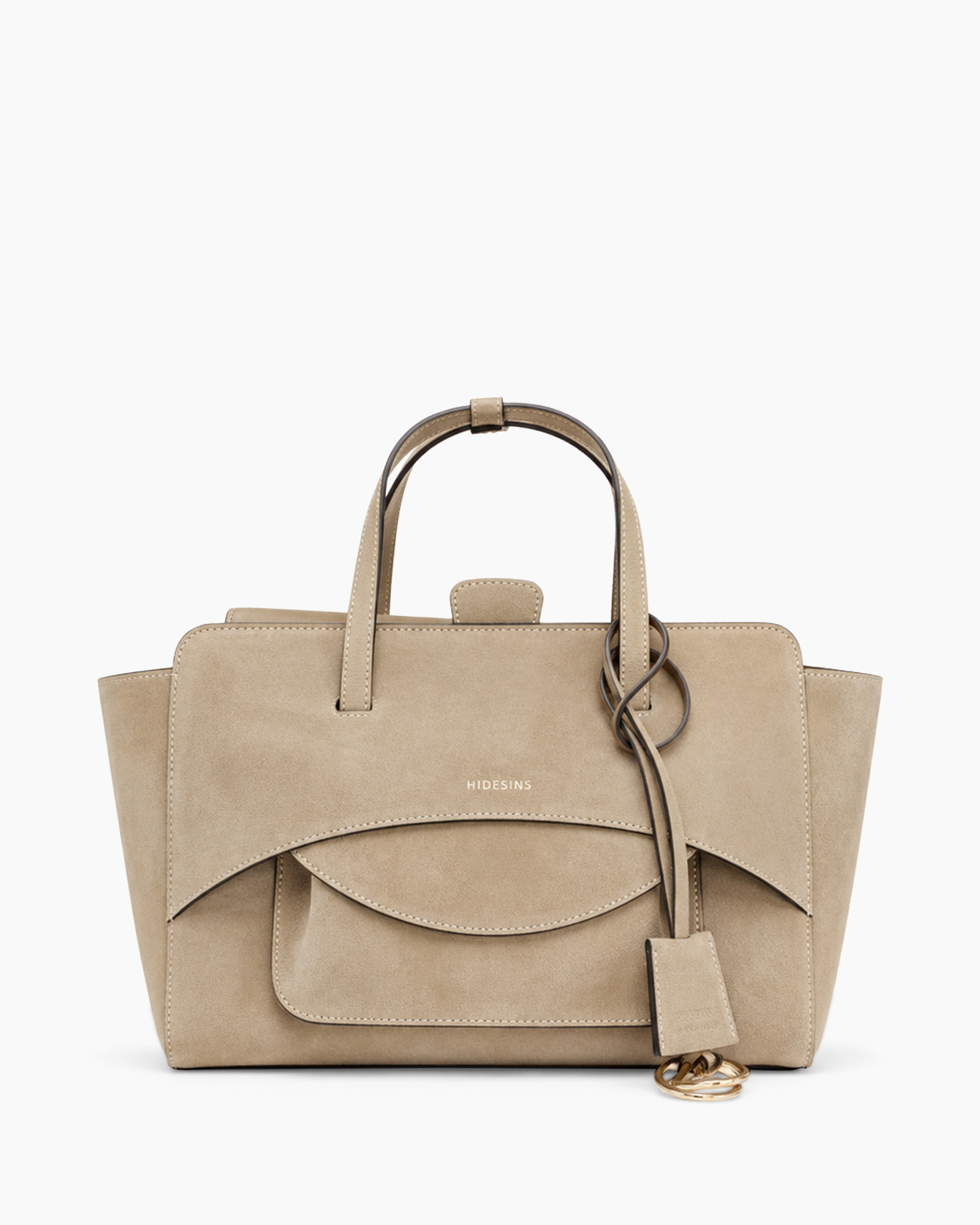 tote tas, beige, suede, handtas, dubbele hengsels