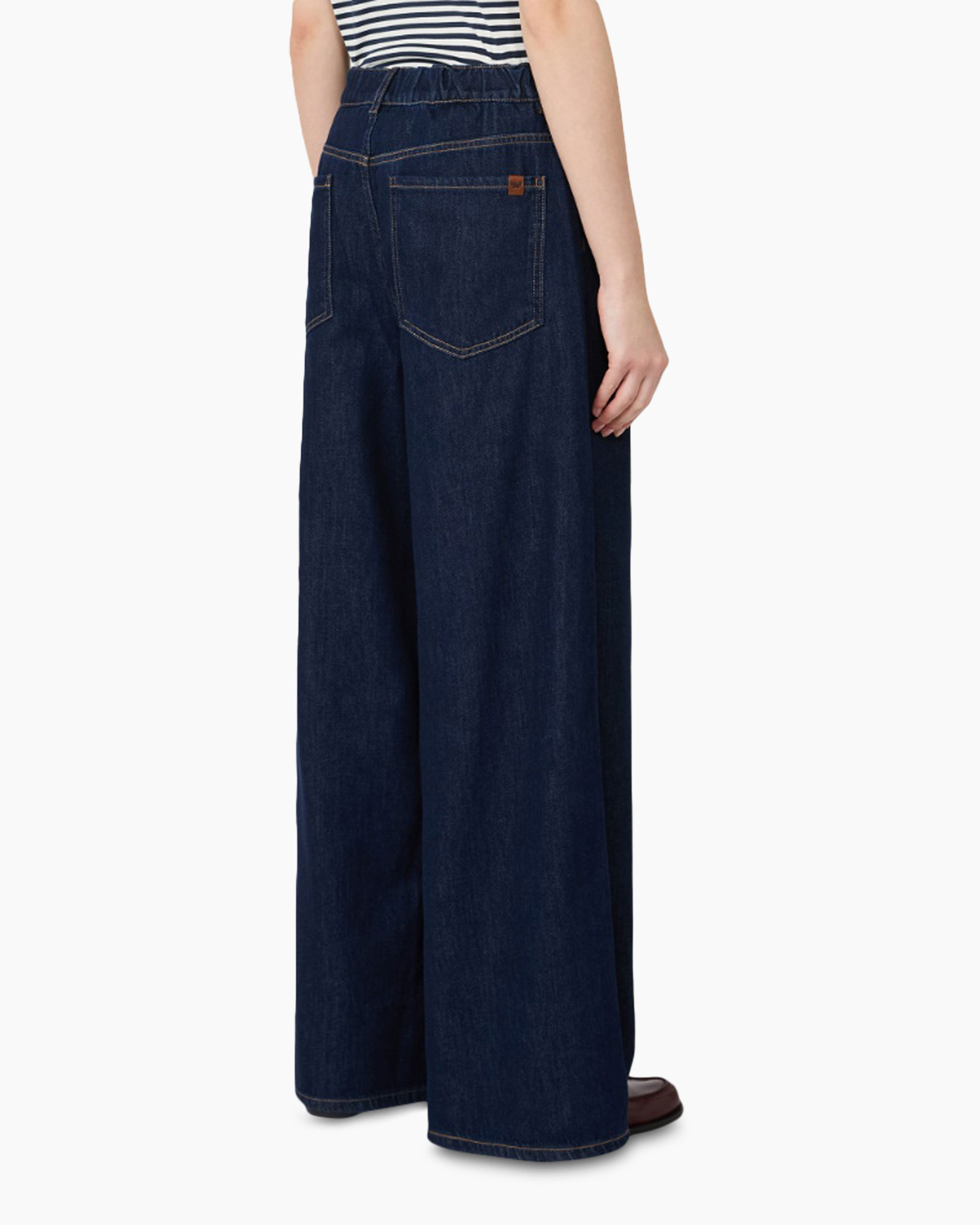 denim, wijd, broek, broek, blauw