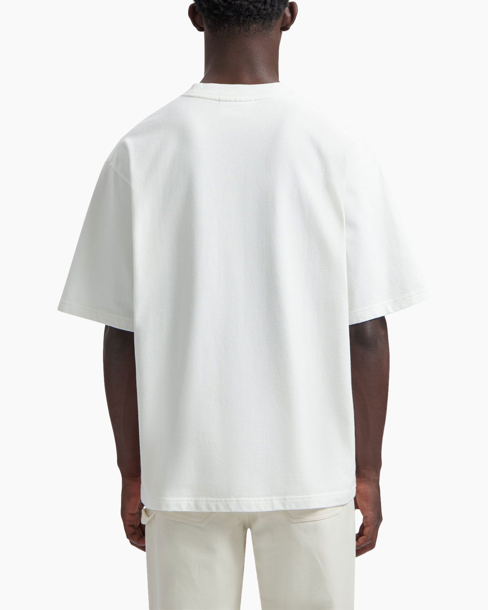t-shirt, korte mouwen, kraagloos?, crew neck, wit