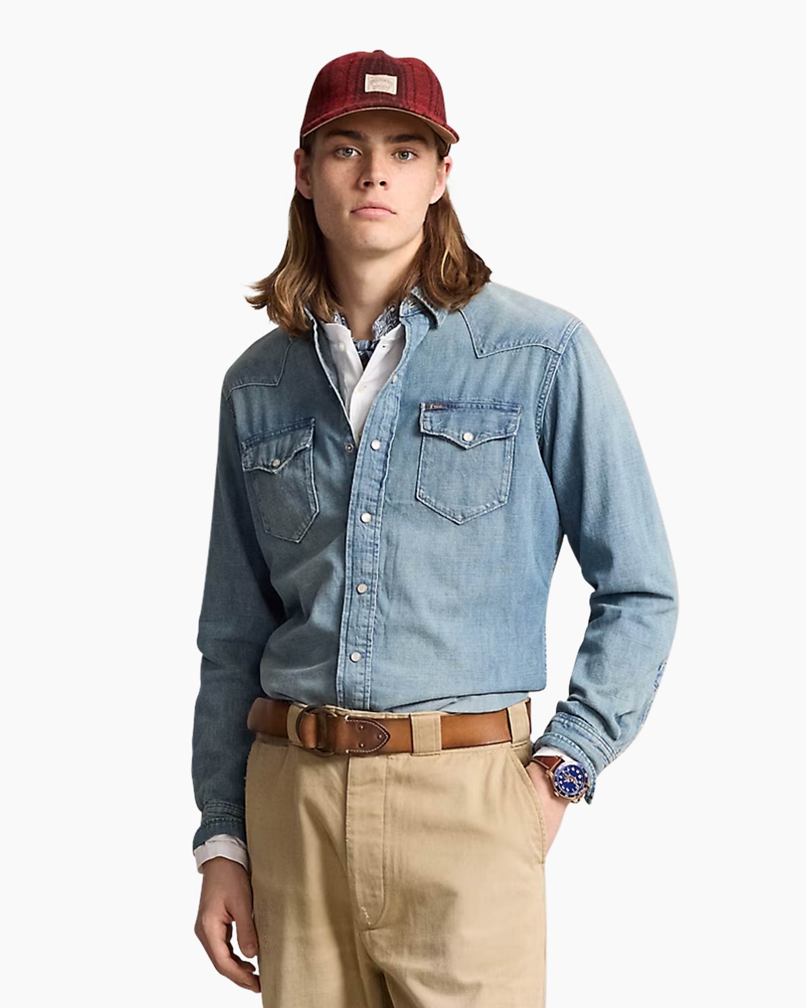Overhemd Denim Rl Icon Blauw