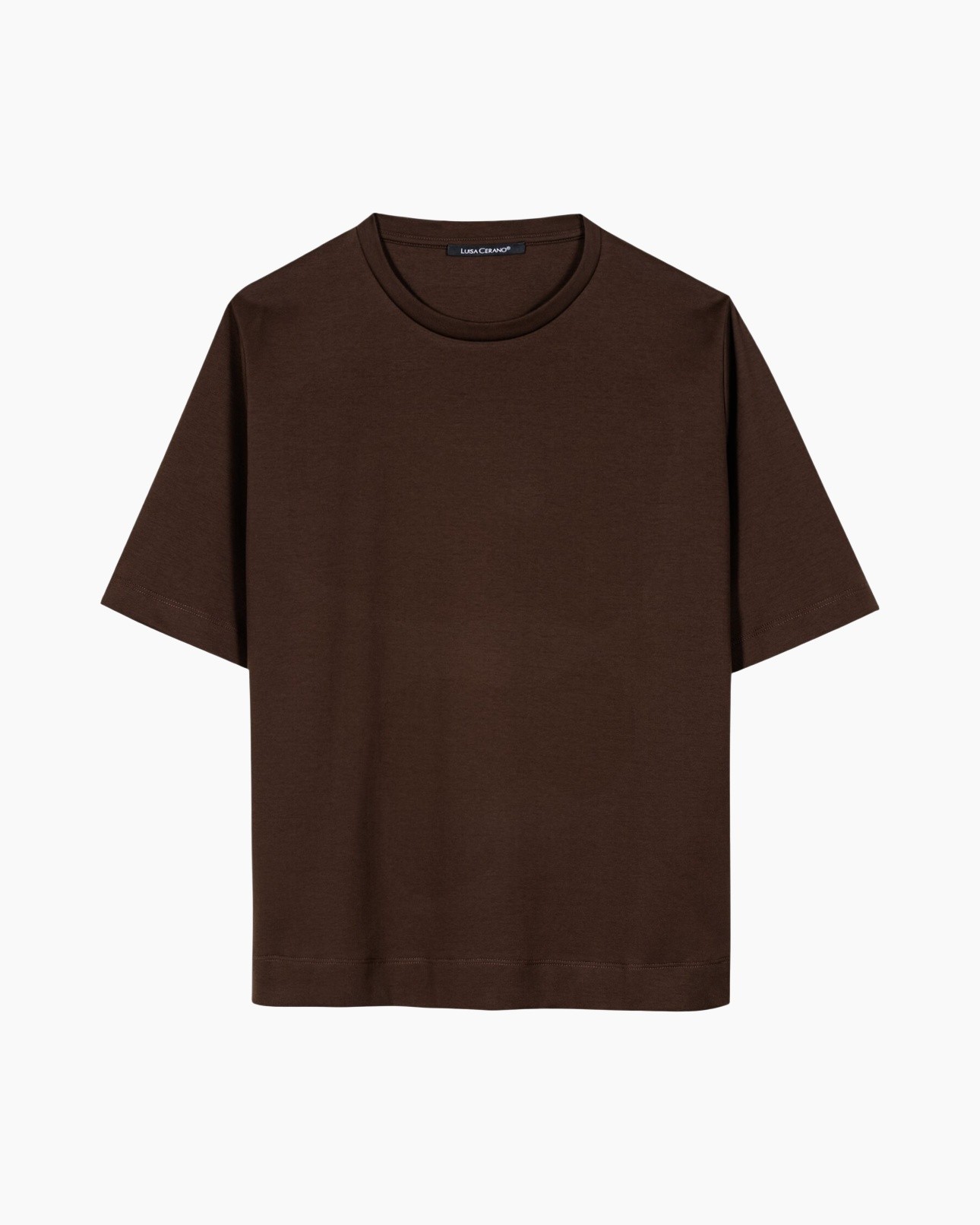 t-shirt, bruin, korte mouwen, crewneck, katoen