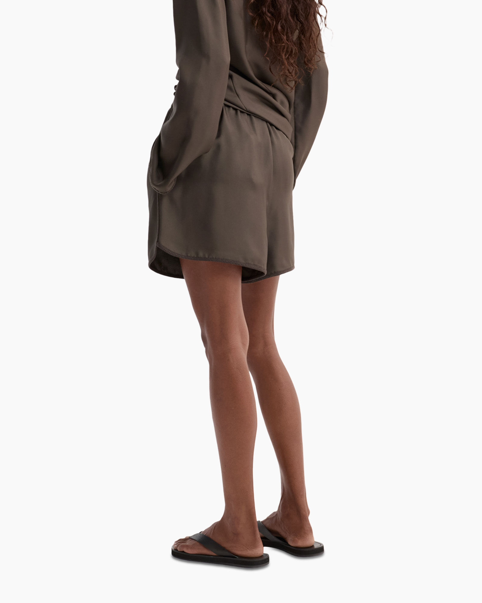 broekje, bruin, trekkoord, ruggen, splits