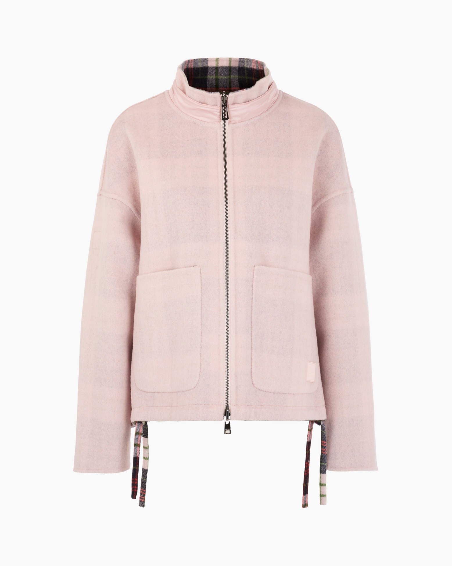 roze, jas, Rits, zakken, plaid voering