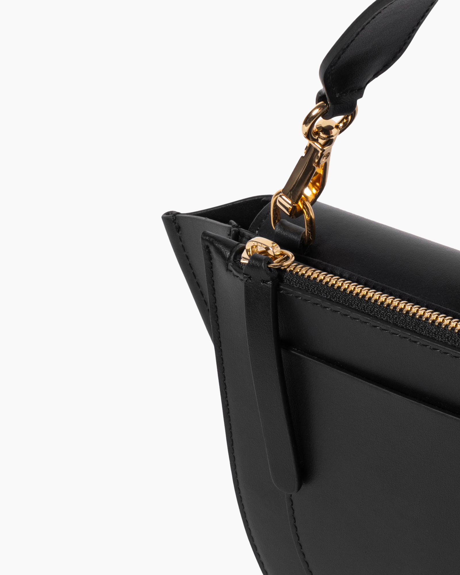 tas, schoudertas, zwart, rits, goudkleurige hardware