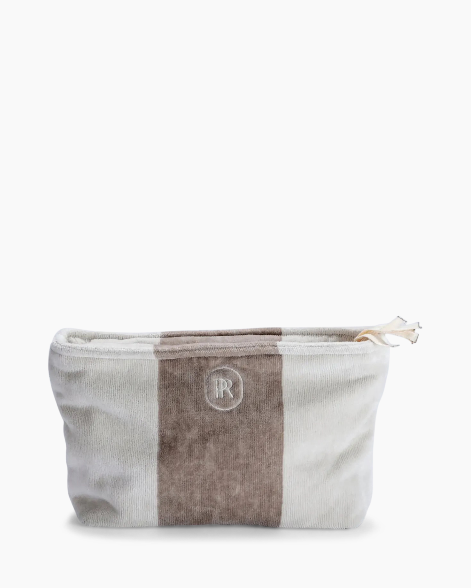 cosmetics bag, makeup pouch, zippered pouch, striped bag, soft fabric