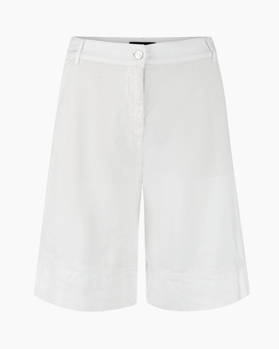 shorts, wit, knie-lang, linnen, effen
