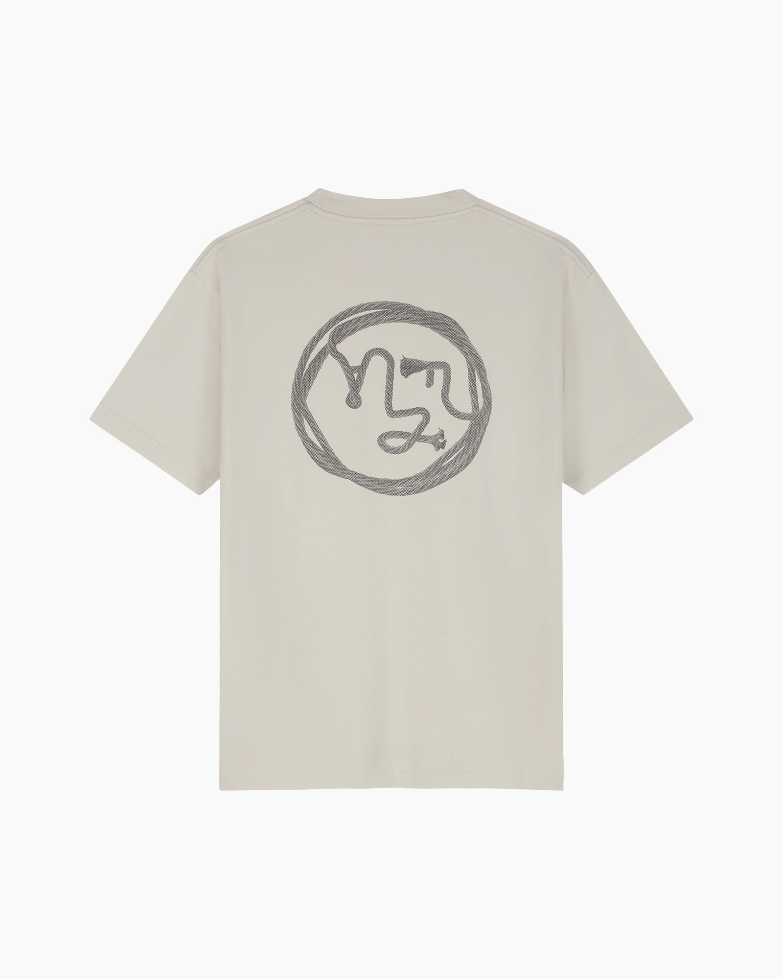 t-shirt, grafisch, korte mouwen, beige, cirkelontwerp