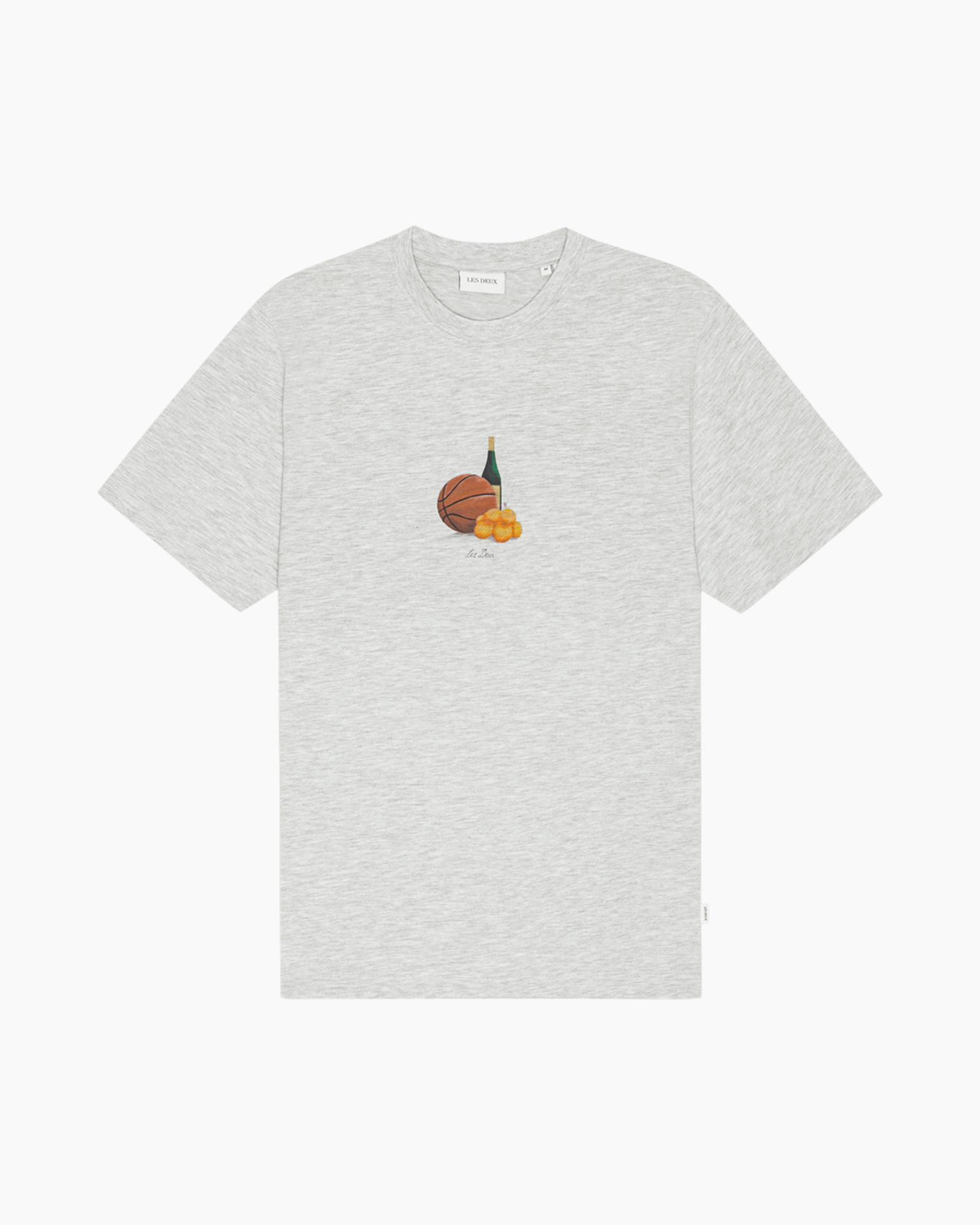 t-shirt, grafische, korte mouwen, grijs, basketbal fles borduursel