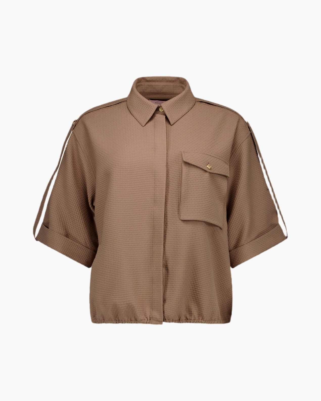 hemd, korte mouw, knopsluiting, zak, beige