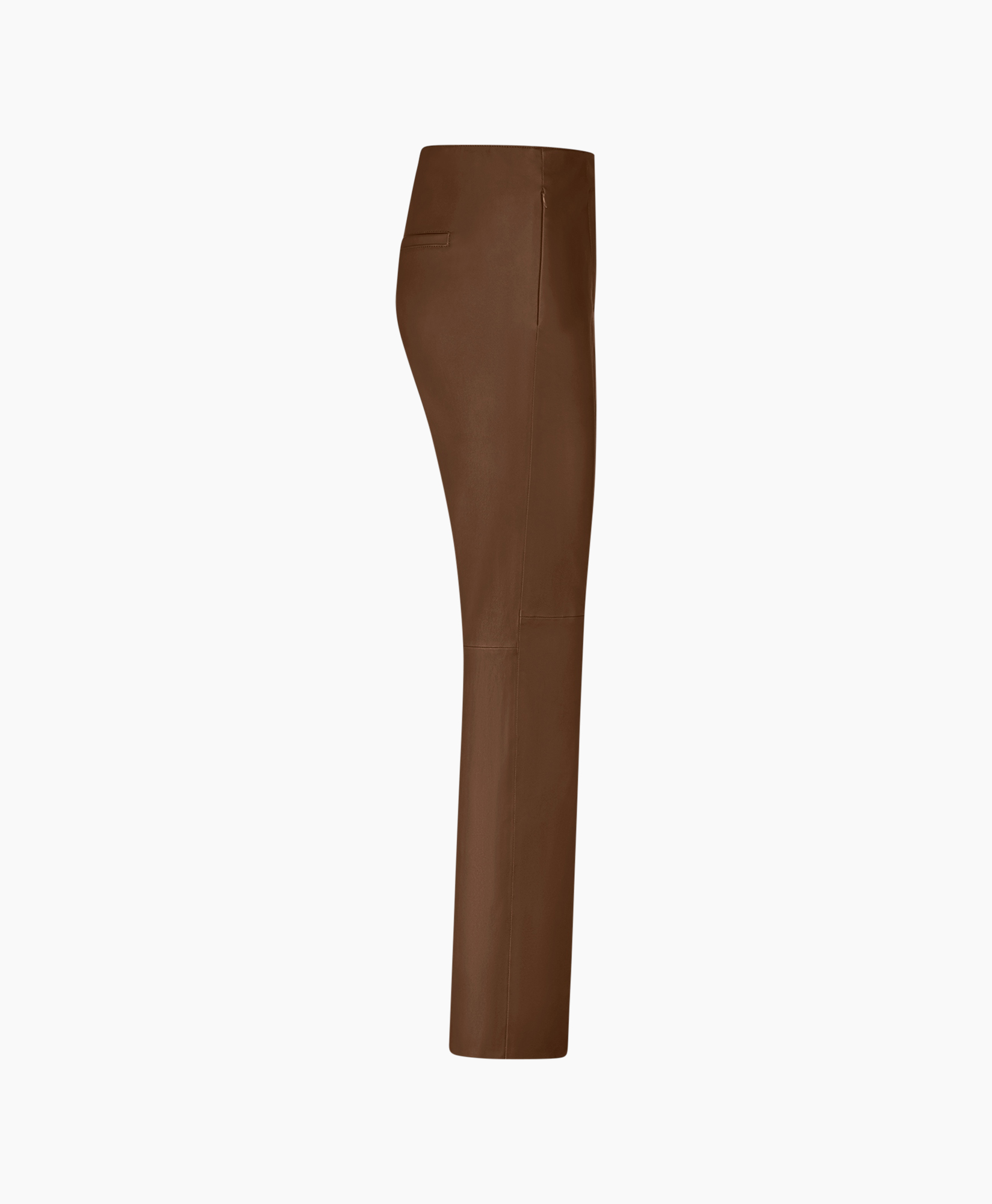 broek, bruin, leer, slim, gestikt