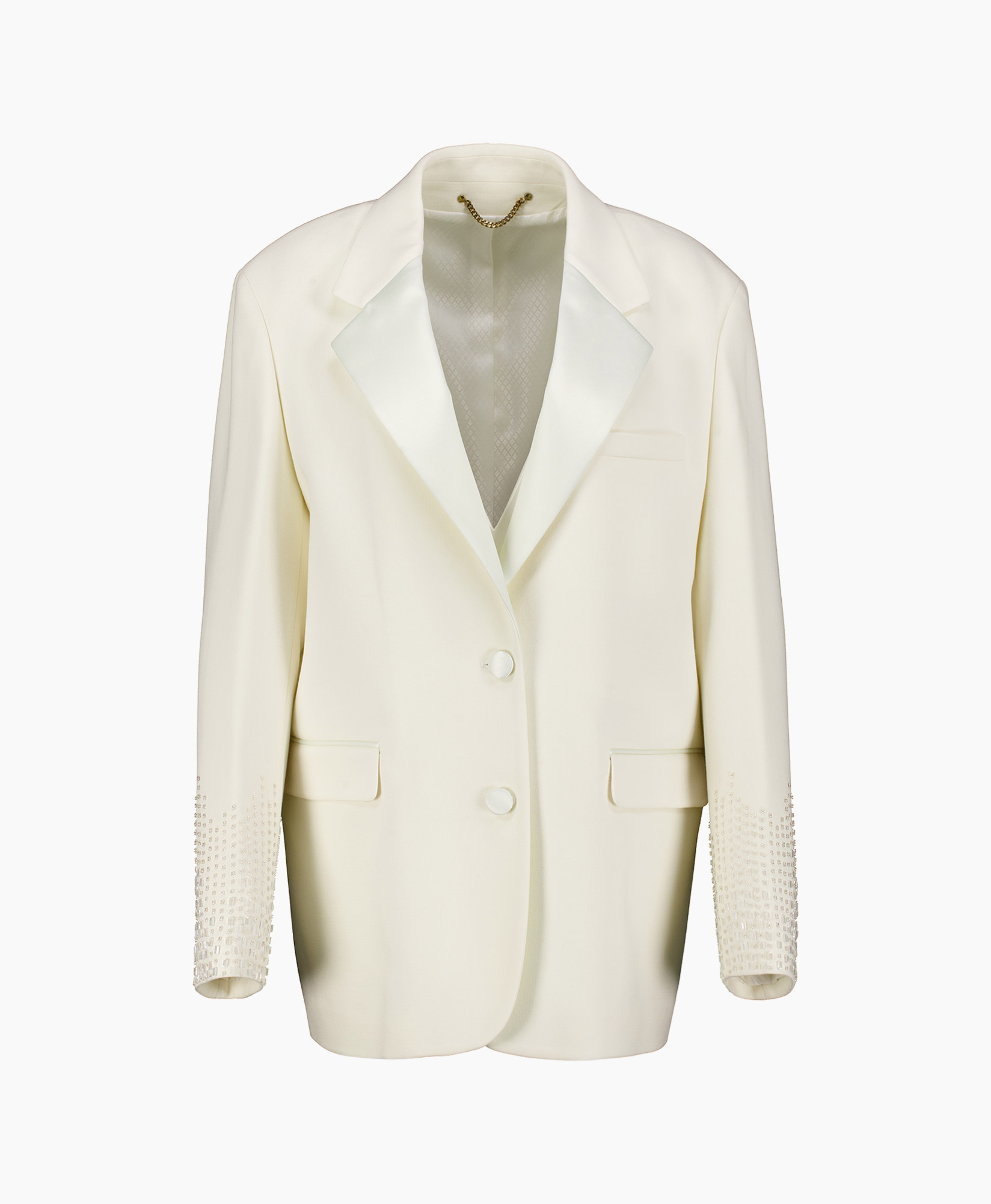 Blazer Journey W's Single Breasted Satin Lapel Bea Ecru