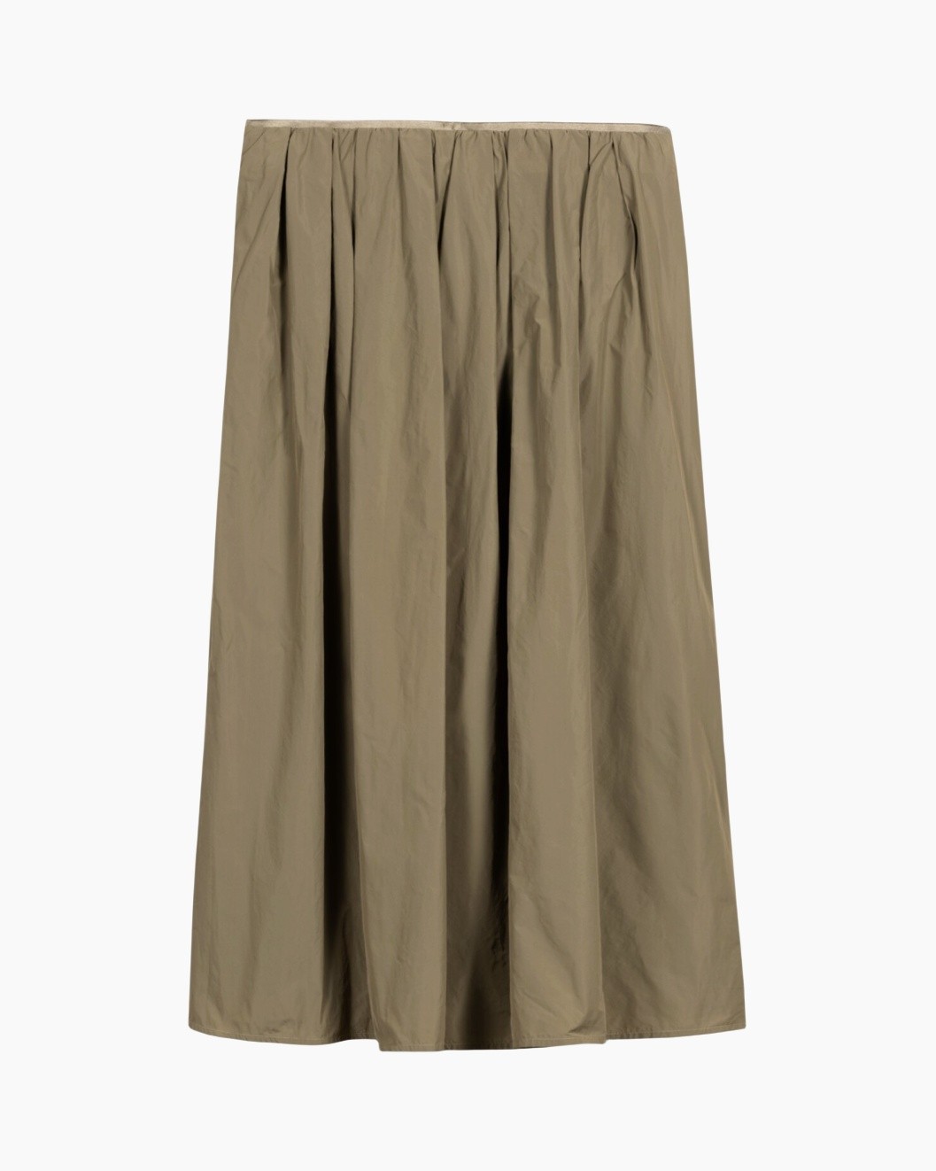 rok, plooien, lang, kaki, elastische taille, rok, lange rok, plooien, linen-achtig, beige