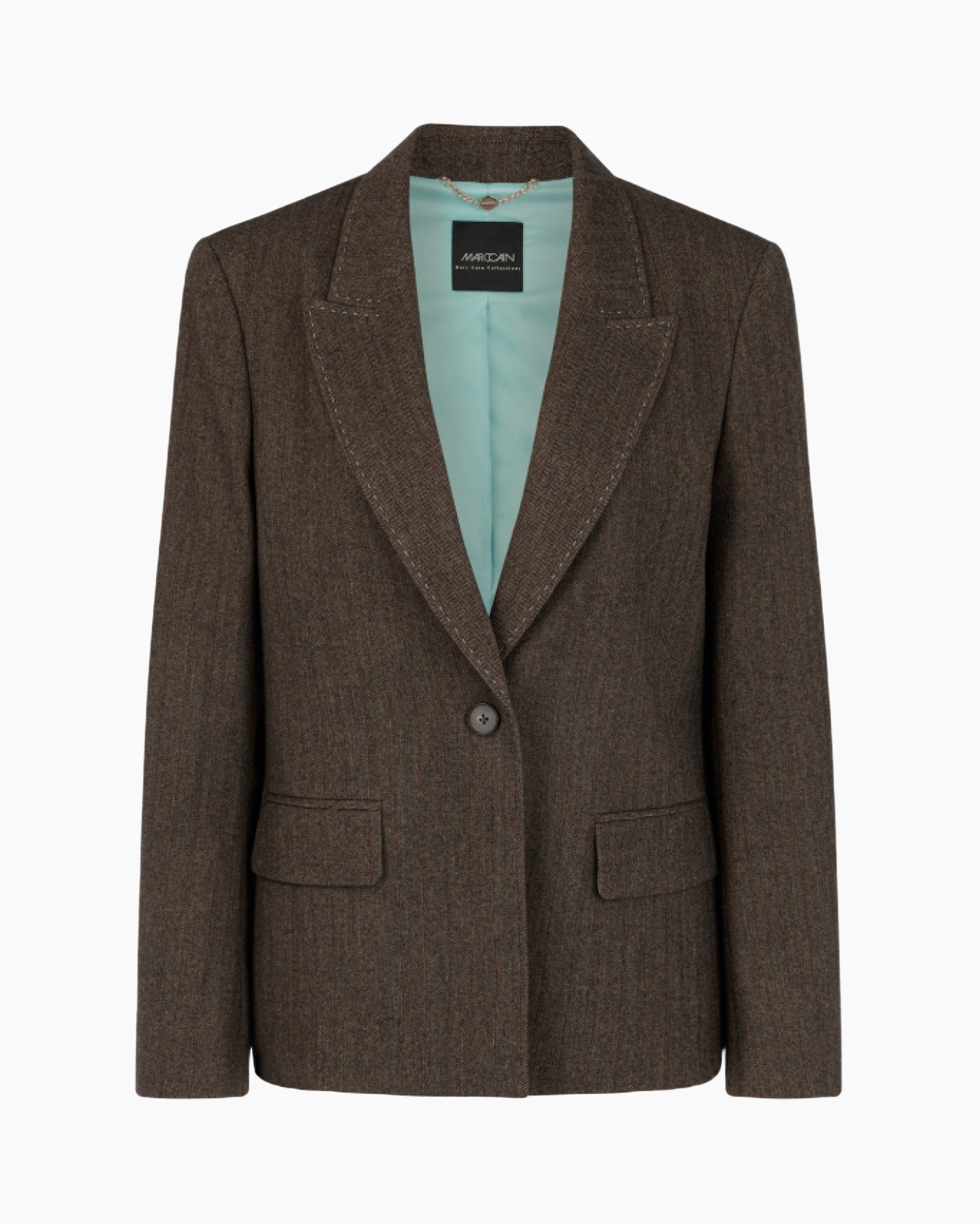 blazer, jas, bruin, tweede-knoop, inkeping-lap