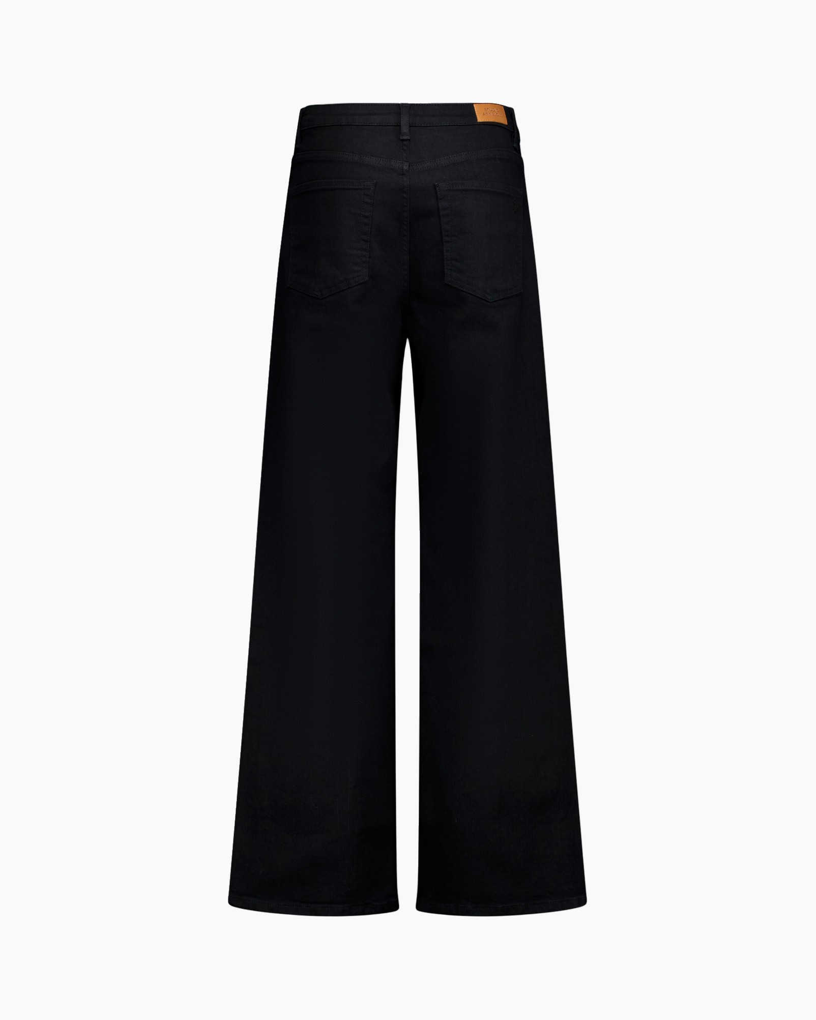 spijkerbroek, wijde pijpen, zwarte denim, achterzakken
