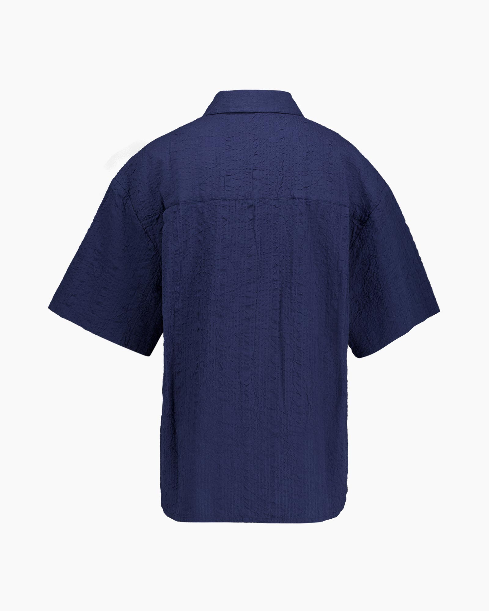 hemd, knopen, korte mouwen, linnen, marineblauw
