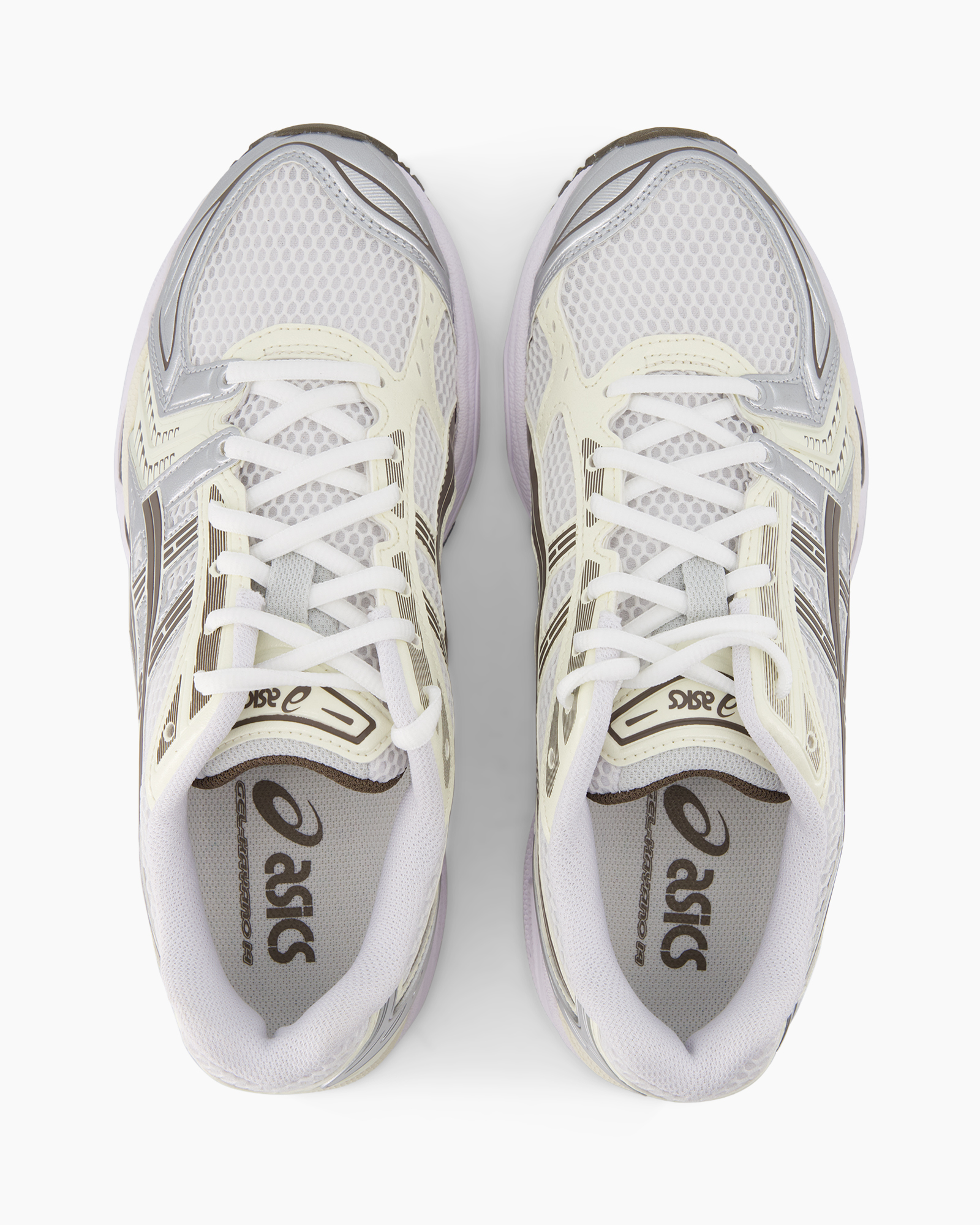 hardloopschoenen, athletische schoenen, mesh bovenwerk, veterschoen, grijs paarse accenten