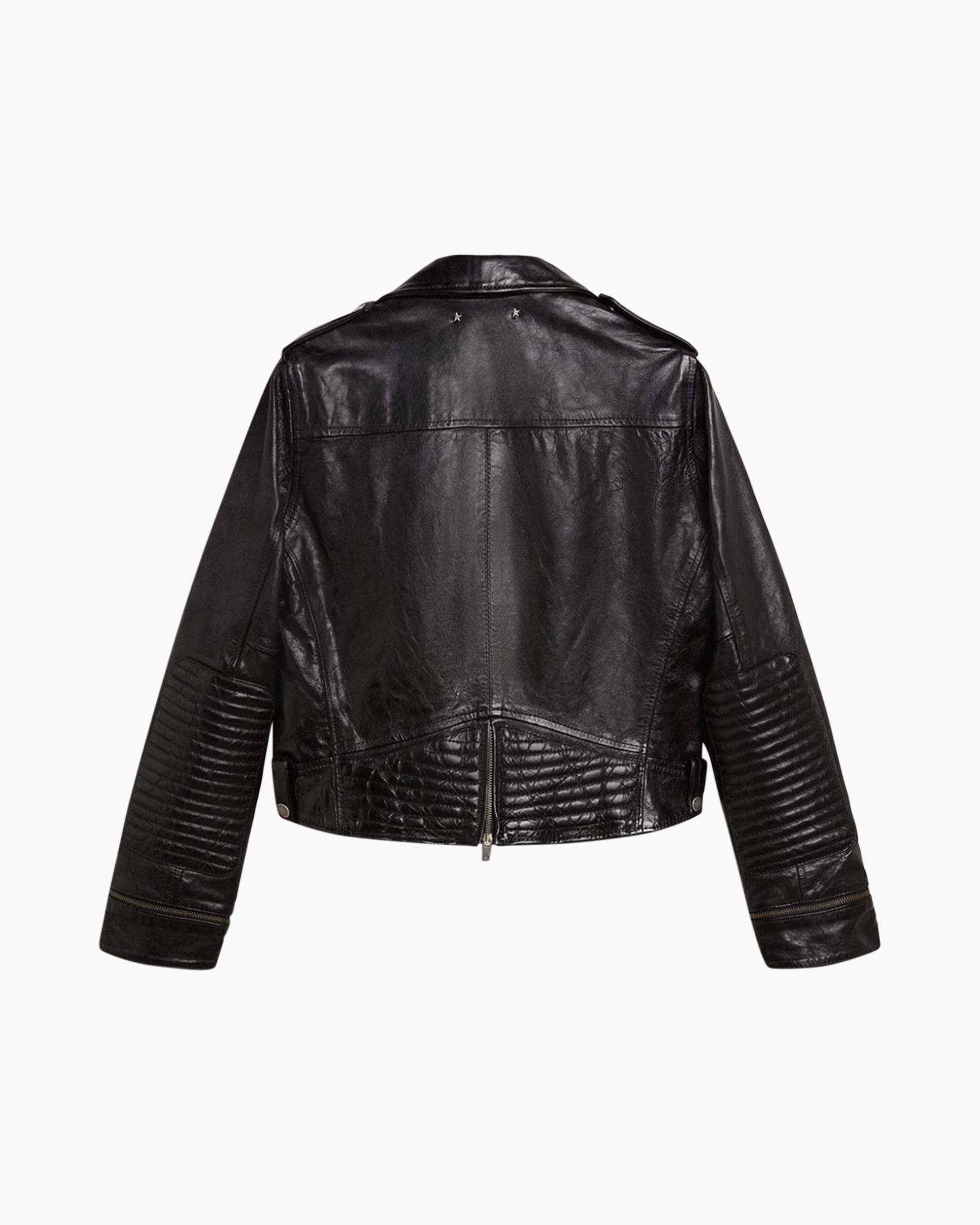 leren jas, biker jas, zwart, rits, geribbelde mouwen