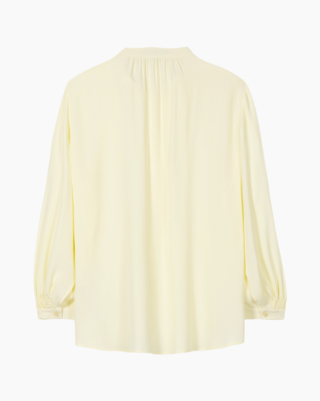 blouse, flowy, lange mouw, lichtgeel, rugaan achterkant