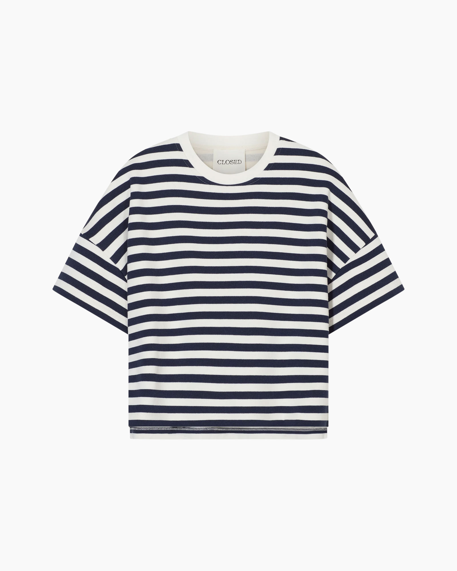 gestreepte shirt, strepen top, korte mouw, marine blauw wit, ronde hals