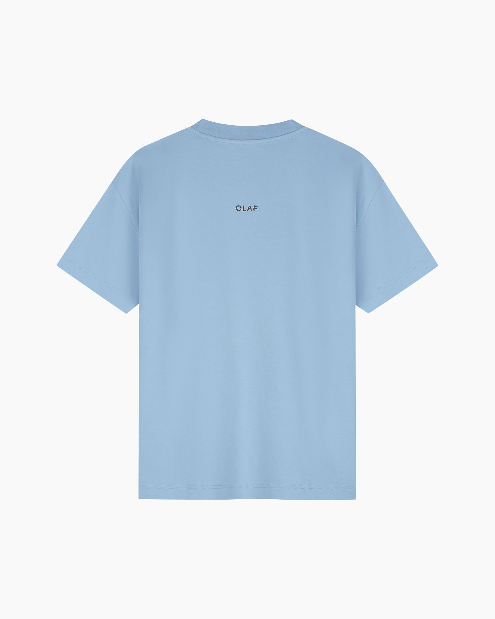 t-shirt, korte mouwen, lichtblauw, kraaglijn/crewneck, logo klein