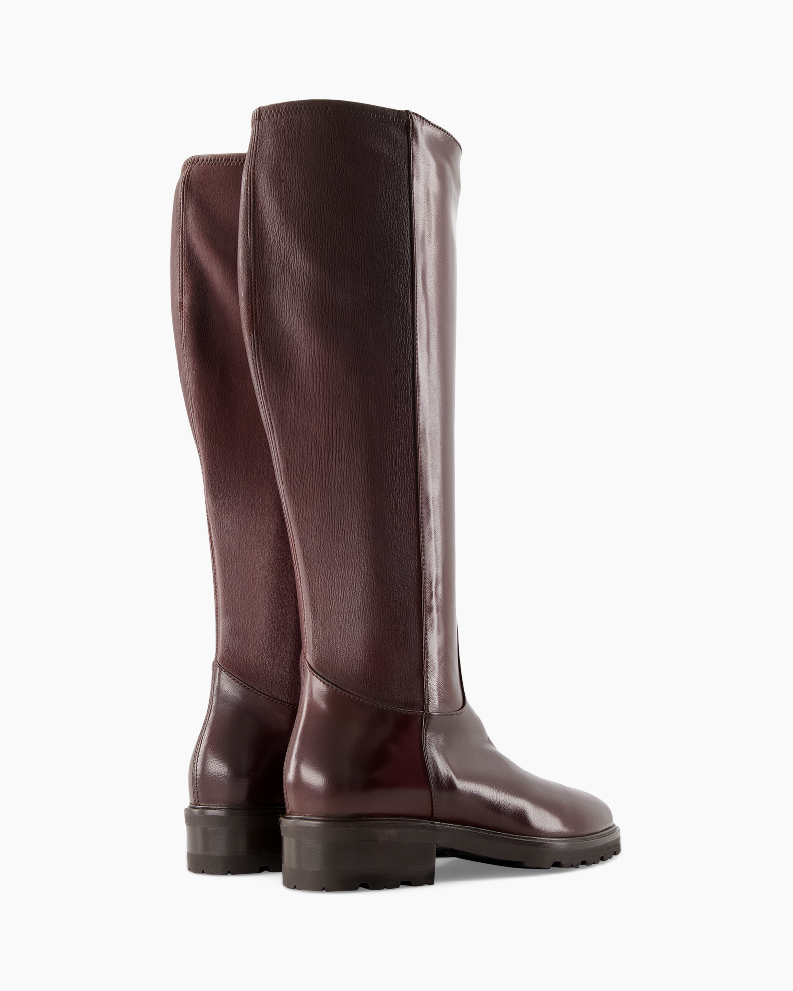 knee-lengte, laarzen, leer, bordeaux, effen
