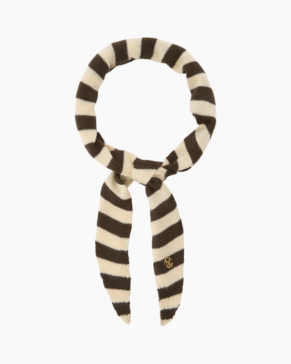 sjaal, gestreept, gebreid, bruin, beige