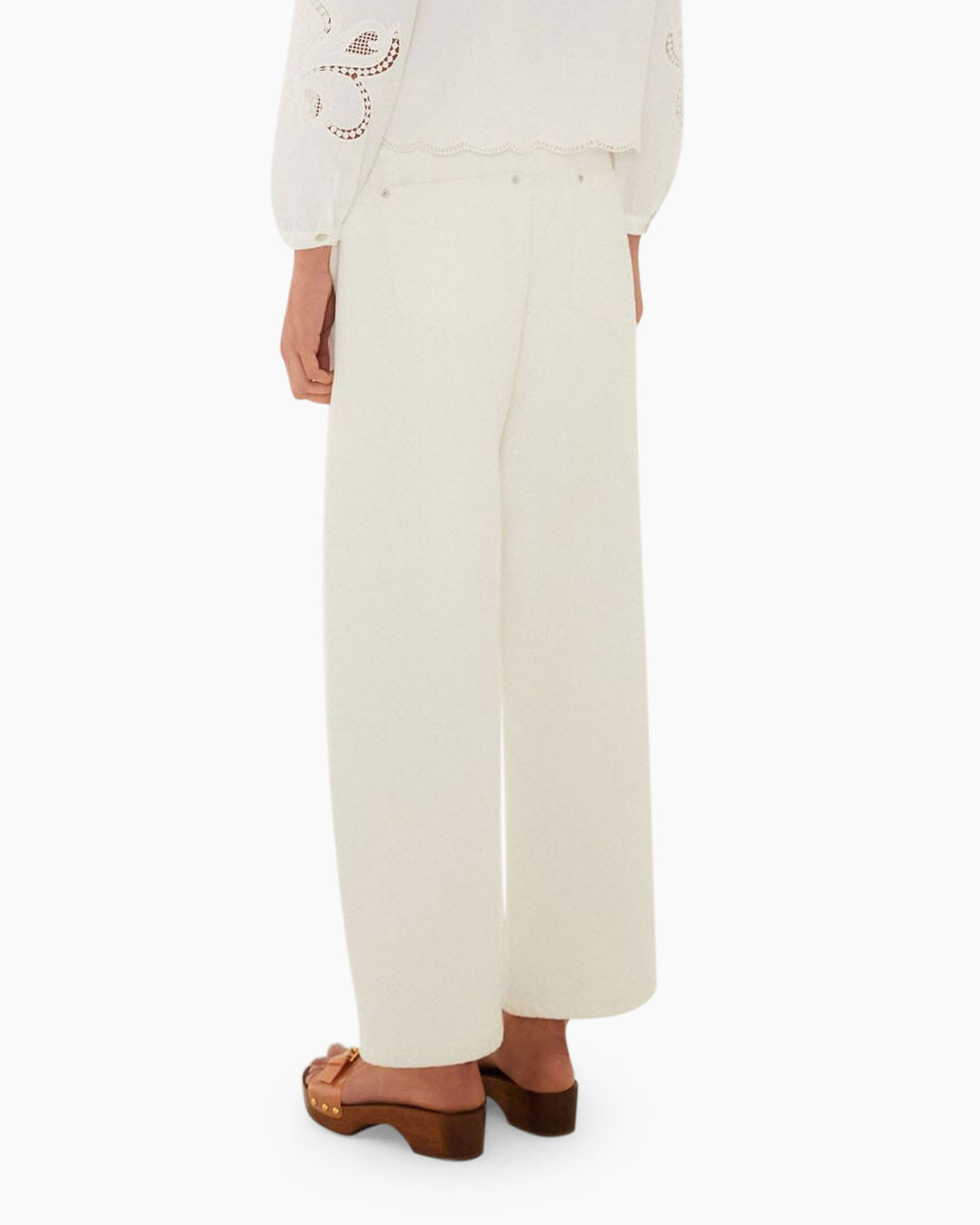 eyelet, kanten, wit, jumpsuit, broeken
