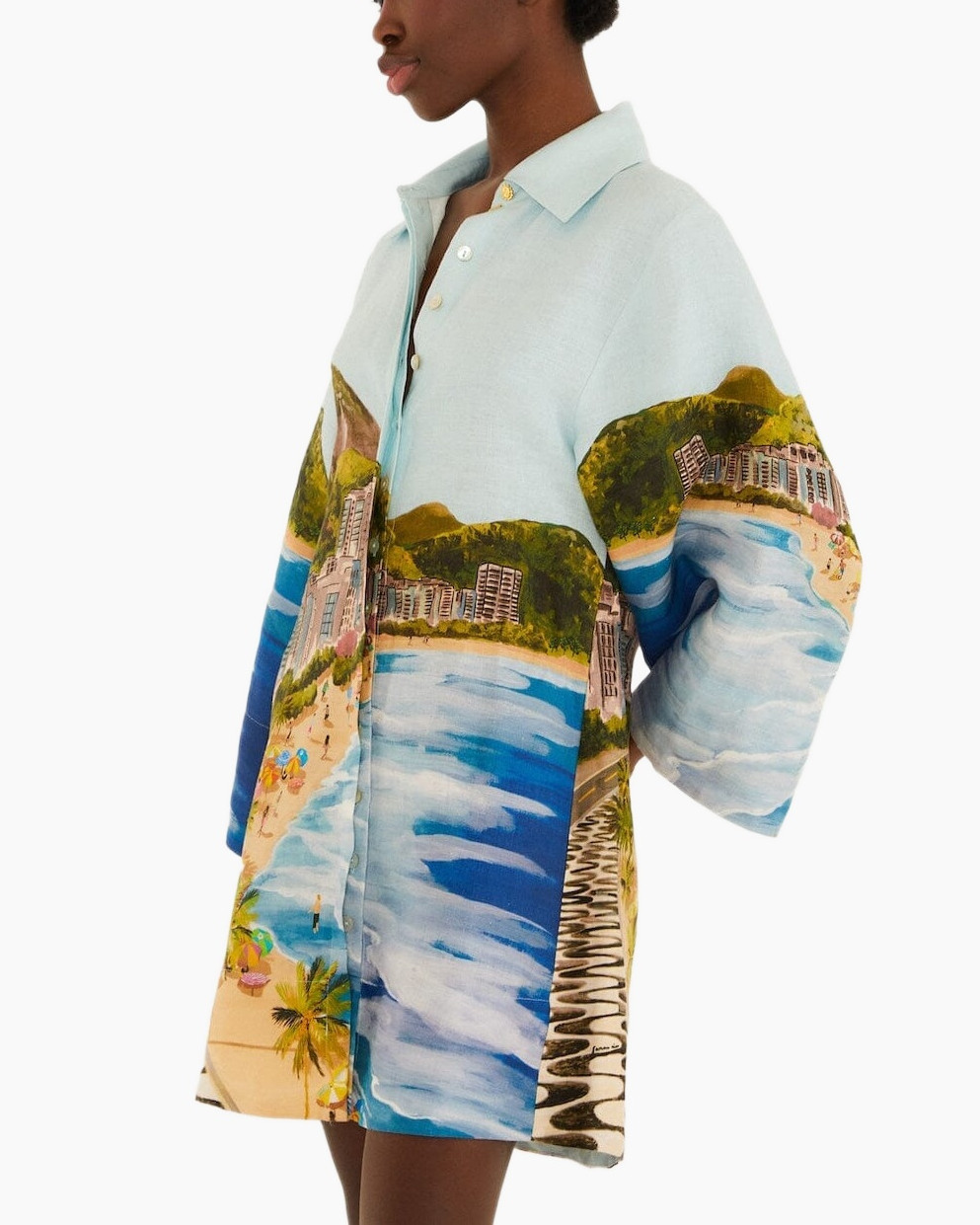 shirt, kimono, silk?, print, beach